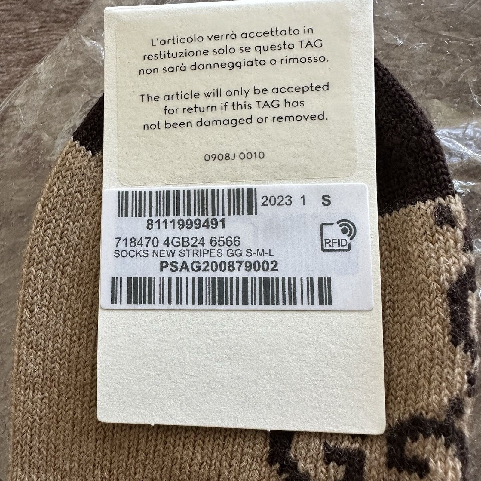 Gucci NEW GUCCI GG Striped Wool Socks Web GG Brown Green Red 100% Size ONE SIZE - 6 Thumbnail