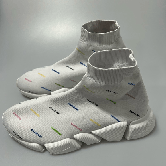 Balenciaga Balenciaga Speed 2.0 Allover Logo Recycled Knit Sneaker Whit Size US 10 / EU 43 - 3 Thumbnail