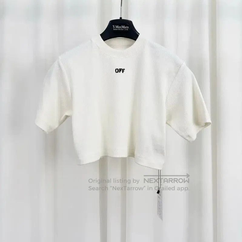 Off-White Off-White White Cotton Printed Cropped T-shirt . Size XXS / US 00 / IT 34 - 1 Thumbnail