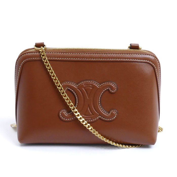 Celine Celine Cuir Triomphe 2Way Shoulder Bag Leather Clutch Bag 10E383Dr8.04Lu in Brown, Women's