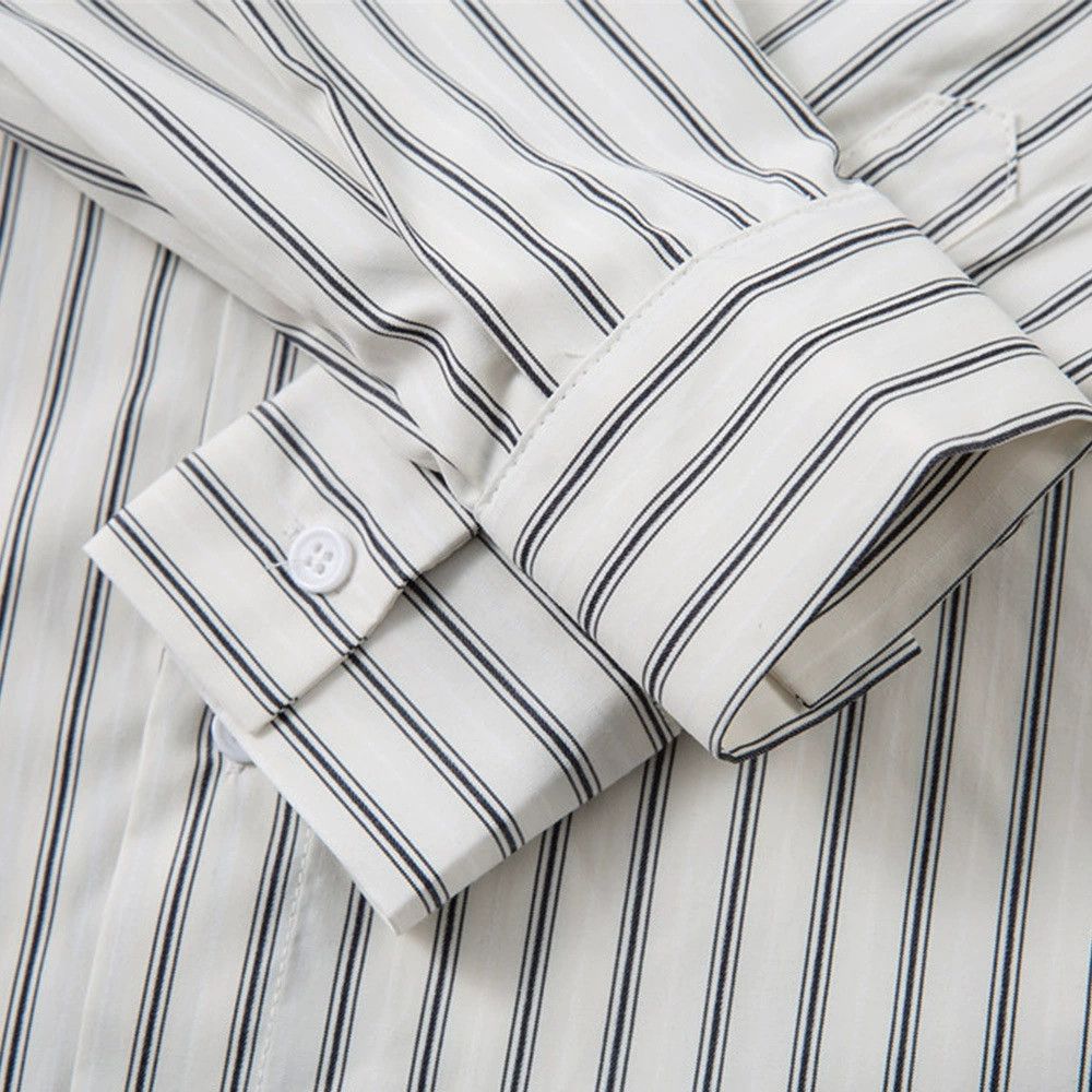 Vintage Men's Japanese all-match loose striped shirt long sleeves Size US M / EU 48-50 / 2 - 4 Thumbnail