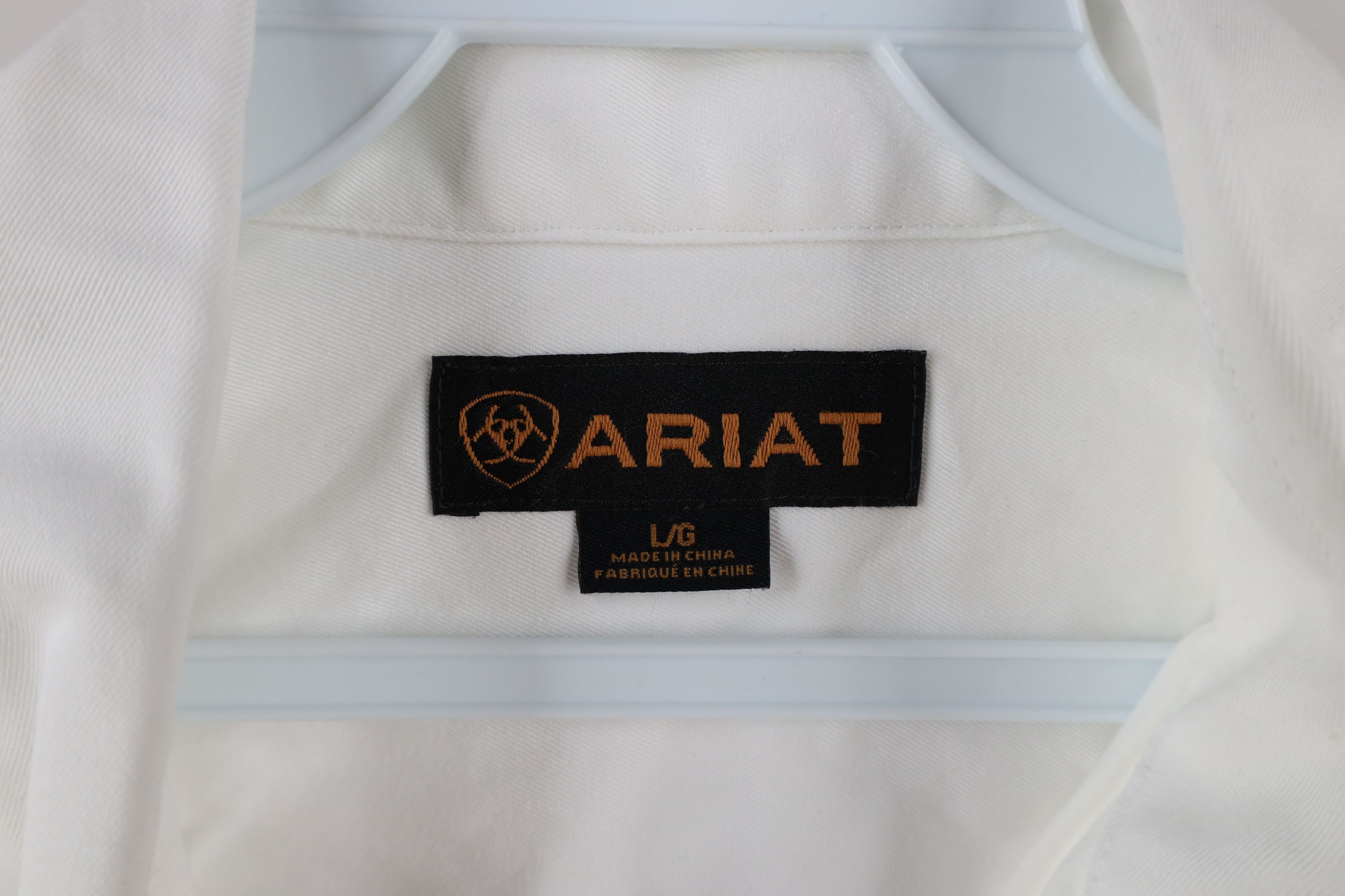 Ariat × Vintage Ariat Heavyweight Twill Collared Button Down Shirt White Size US L / EU 52-54 / 3 - 6 Thumbnail
