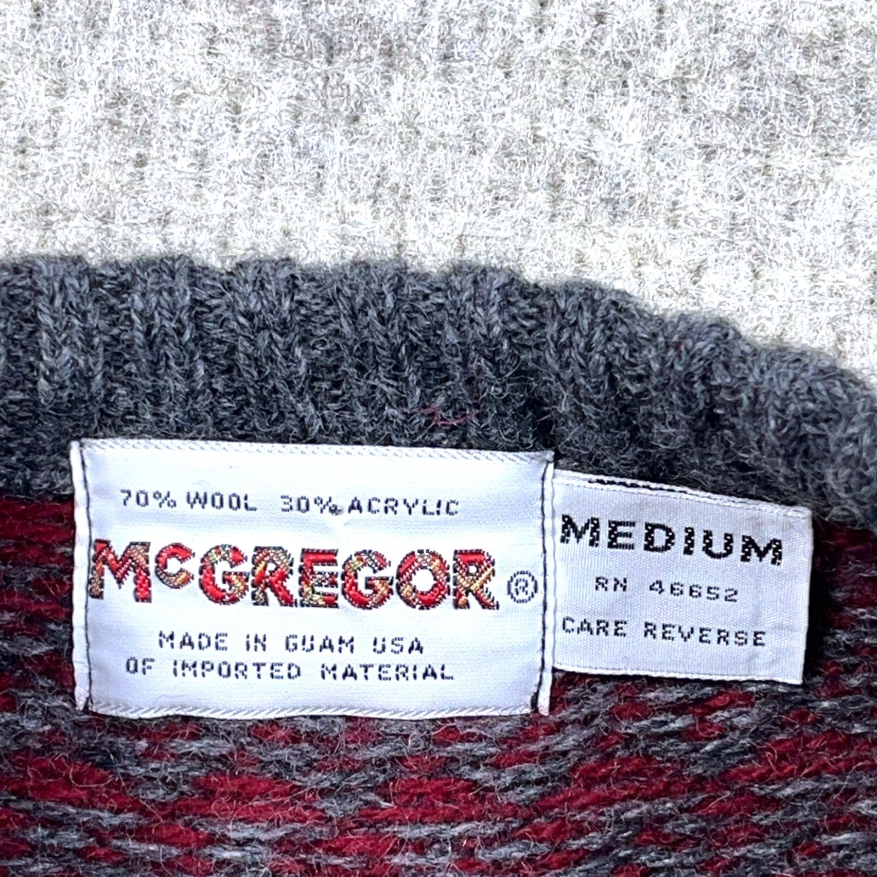 McGregor VINTAGE McGregor Sweater Geometric Knit Wool Red Mens Medium Crew Neck 90s Classic Logo Geometric Pattern 90s Mens Size US M / EU 48-50 / 2 - 2 Thumbnail