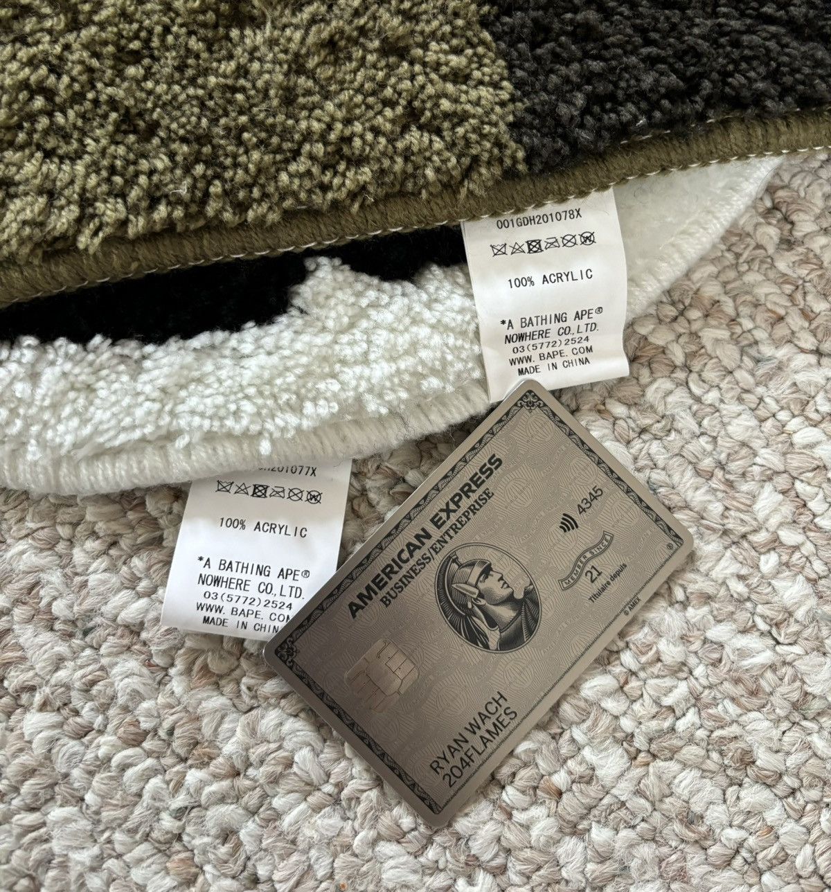 Bape Bape ‘ABC Green Camo Rectangle’ Rug Size ONE SIZE - 2 Thumbnail