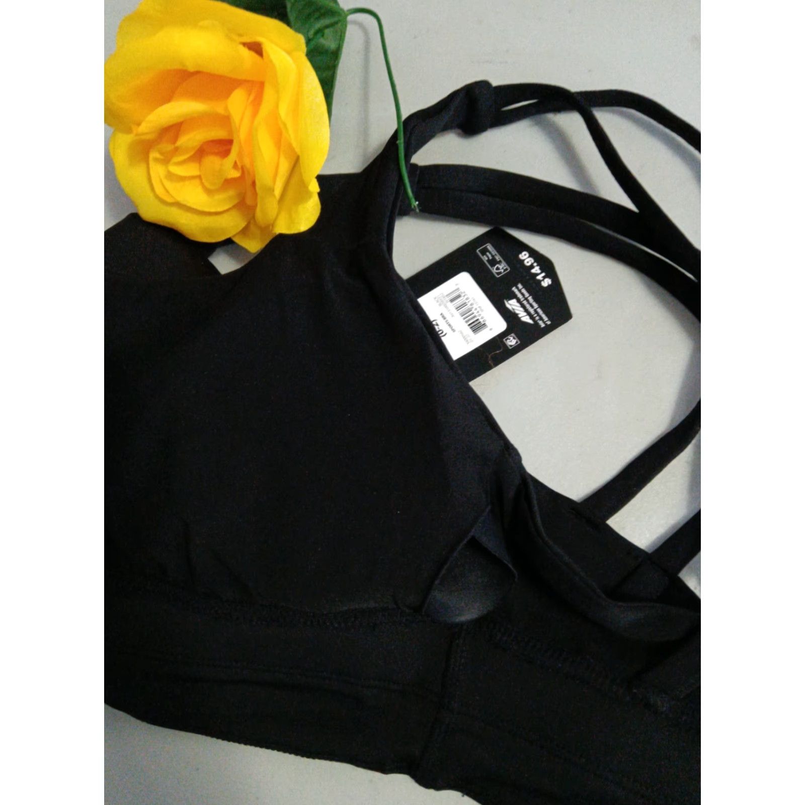 Avia VINTAGE Avia High Sports Bra Women's XS Black Crossback Moisture Wicking Sports Bra 0-2 Size ONE SIZE - 4 Thumbnail