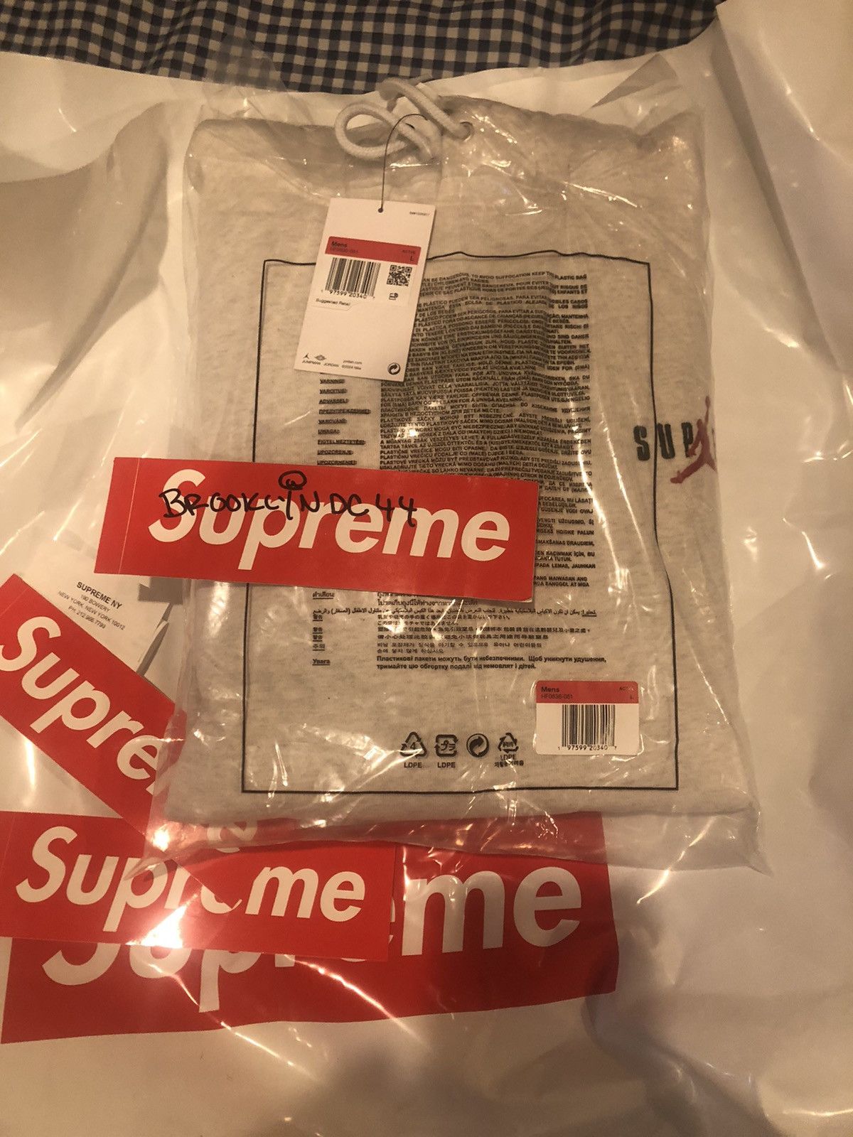 Jordan Brand × Supreme FW24 Supreme Jordan Hoody Ash Grey Large Size US L / EU 52-54 / 3 - 3 Thumbnail