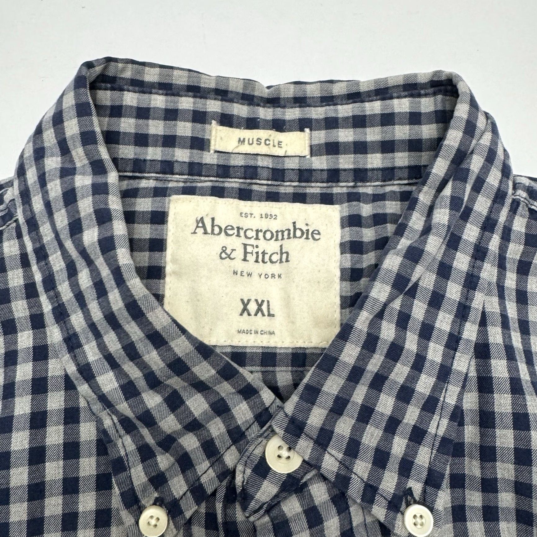 Abercrombie & Fitch Abercrombie & Fitch Men XXL Button-Down Shirt Long Sleeve Check Blue/Grey Size US XXL / EU 58 / 5 - 4 Thumbnail