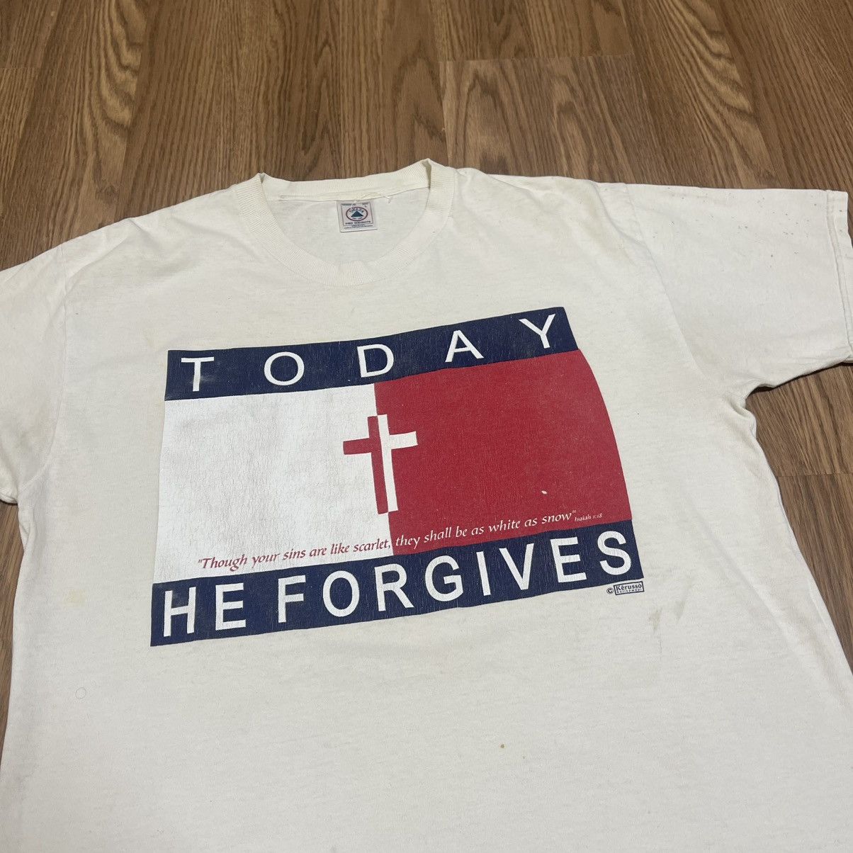 Tommy Hilfiger × Vintage Vtg 90s Tommy Hilfiger Parody Jesus Forgives shirt Size US L / EU 52-54 / 3 - 2 Thumbnail