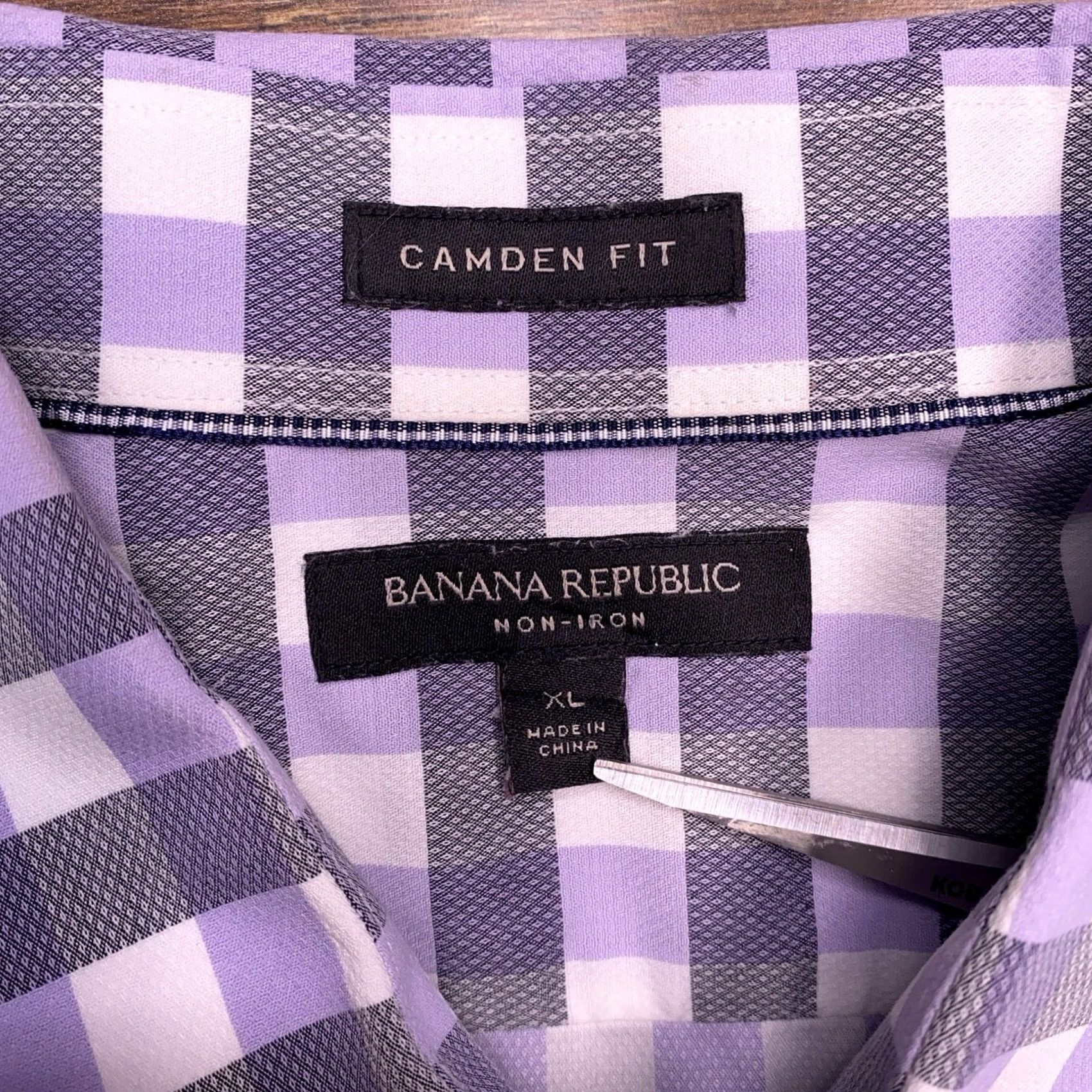 Banana Republic Banana Republic Shirt Mens XL Purple Button-Up Non Iron Check Size US XL / EU 56 / 4 - 5 Thumbnail