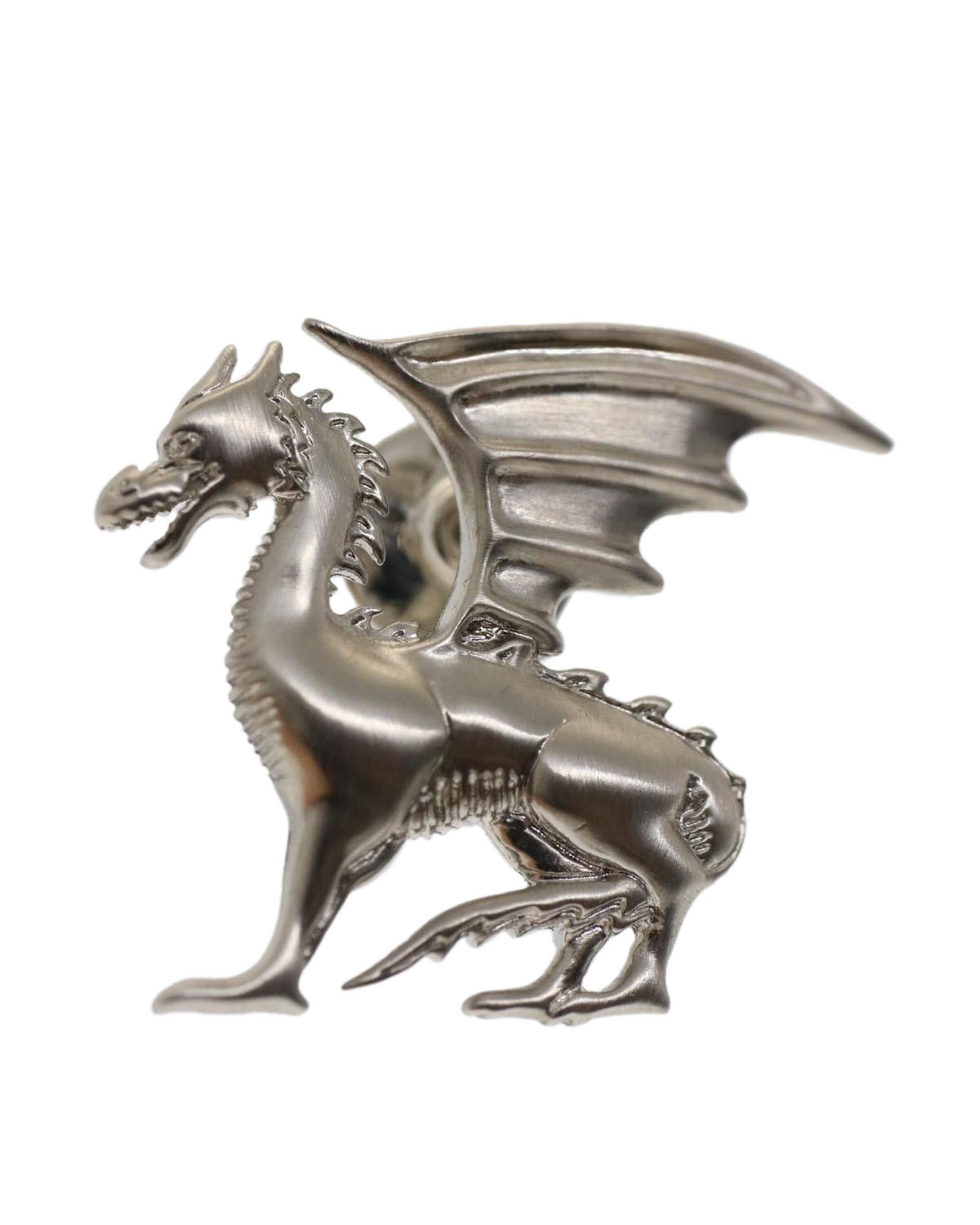 image of Dragon Metal Brooch Auth Bs7410 - Hermes in Silver, Women's