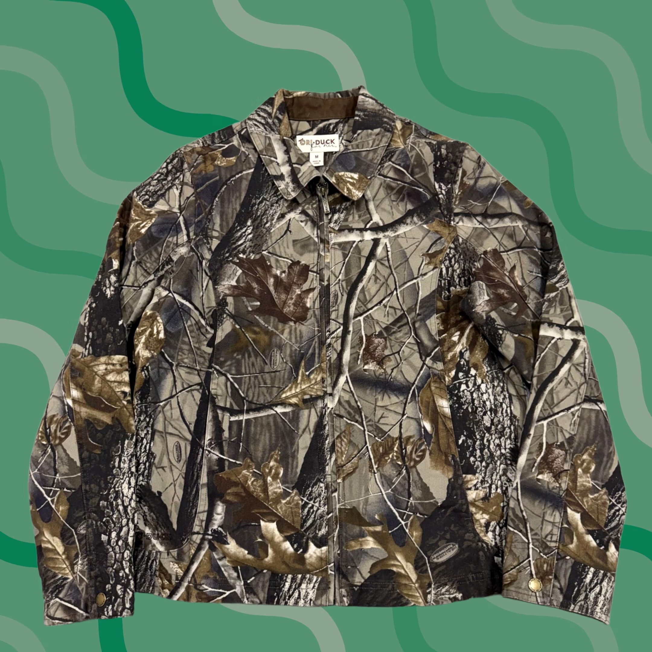 Vintage DRI DUCK Jacket Womens M Brown Camouflage Canvas Collared Outdoor Hunting Shirt Adults Womens Size M / US 6-8 / IT 42-44 - 1 Thumbnail