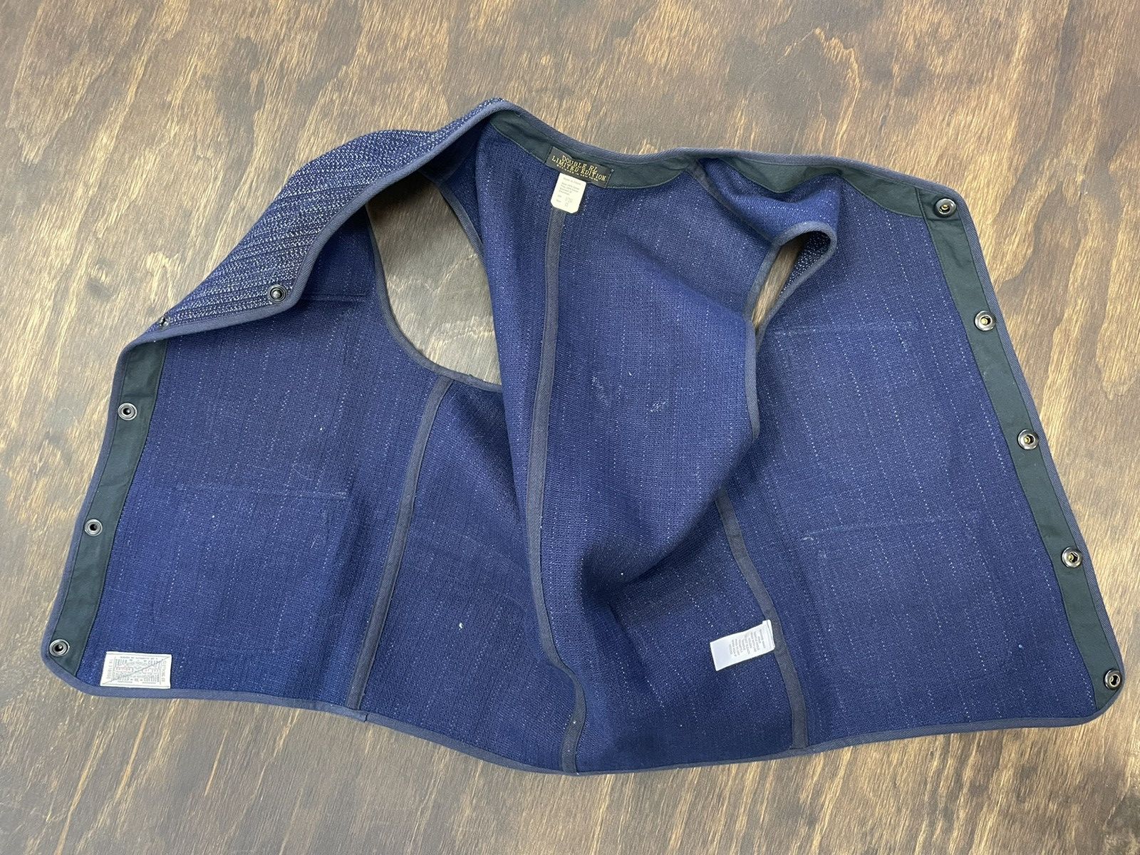 RRL Ralph Lauren Indigo Dyed Textured Cotton Patch Pocket Snap Closure Vest Size US XS / EU 42 / 0 - 3 Thumbnail
