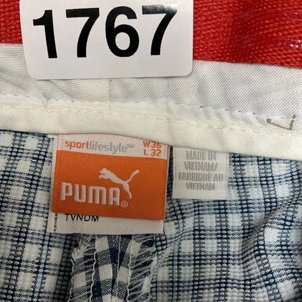 Puma Puma Dry Cell Blue Plaid Tech Golf Straight Pants Men 36/32 Size US 36 / EU 52 - 2 Thumbnail