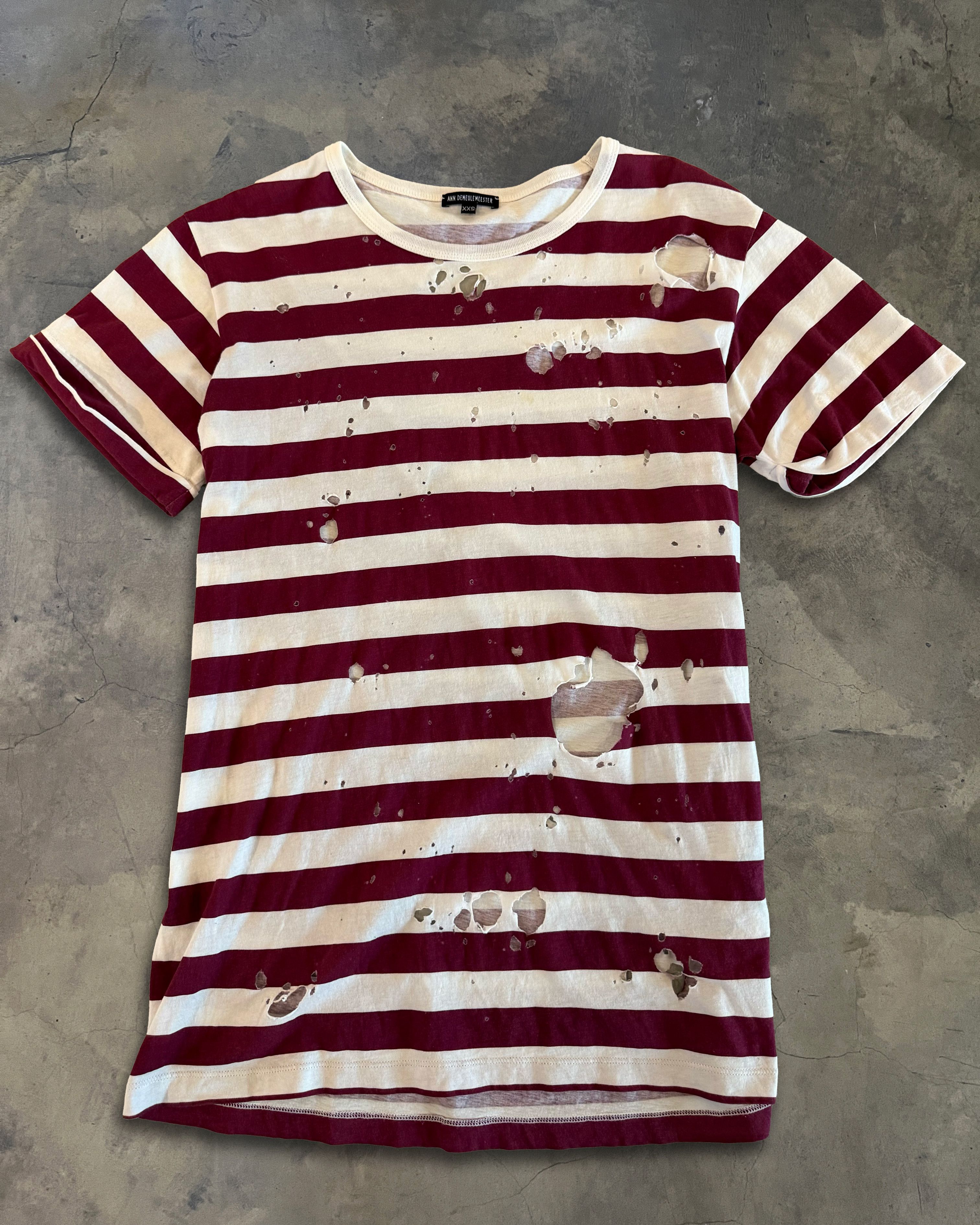 Ann Demeulemeester ANN DEMEULEMEESTER STRIPED RED TEE Size US XXS / EU 40 - 1 Thumbnail