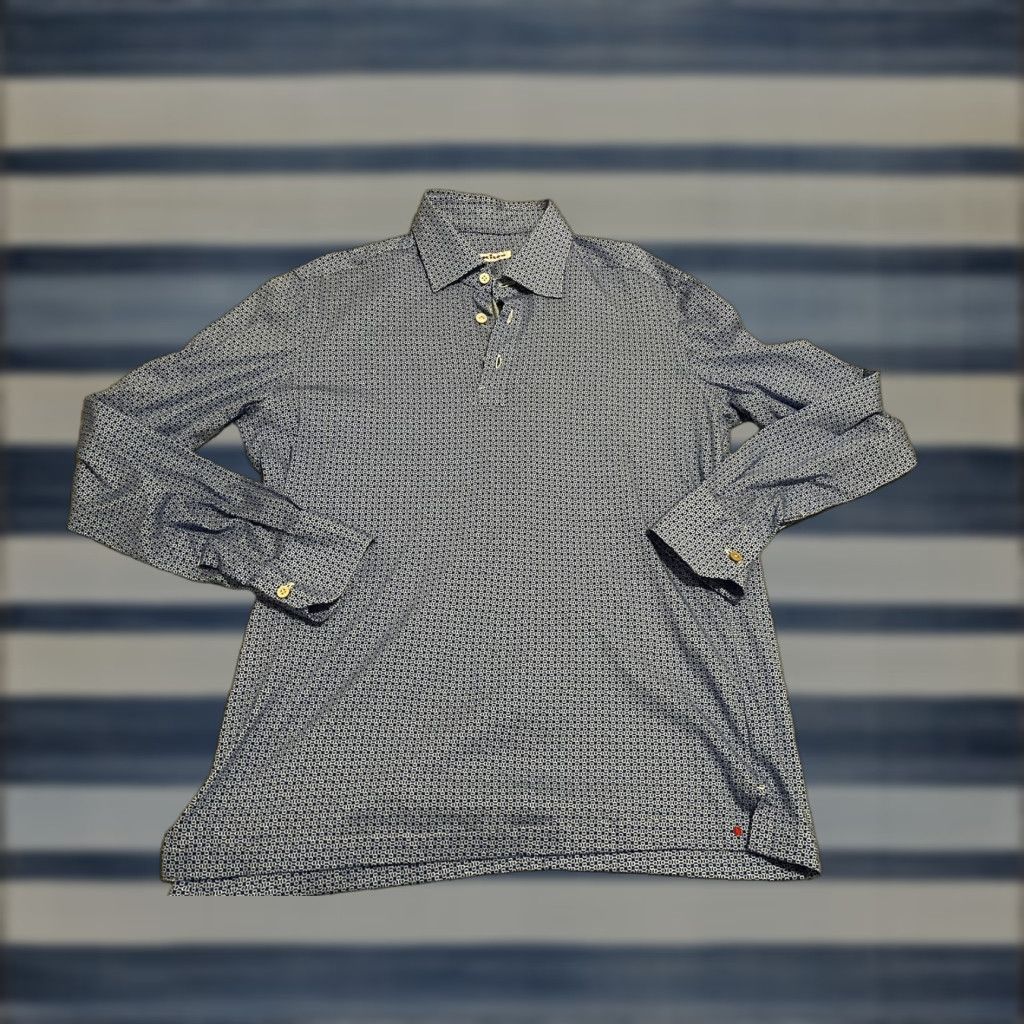 Kiton Kiton Long Sleeve Polo Shirt Mens Size M Blue Cotton Size US M / EU 48-50 / 2 - 1 Thumbnail