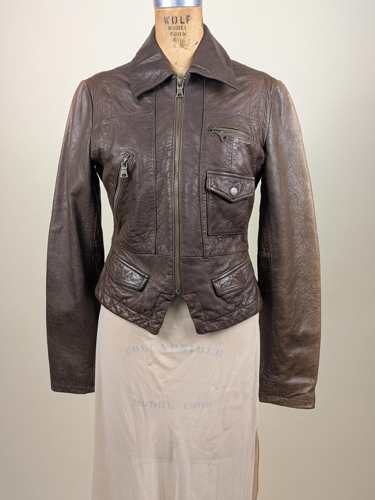 Banana Republic incredible distressed brown leather jacket Size S / US 4 / IT 40 - 2 Thumbnail