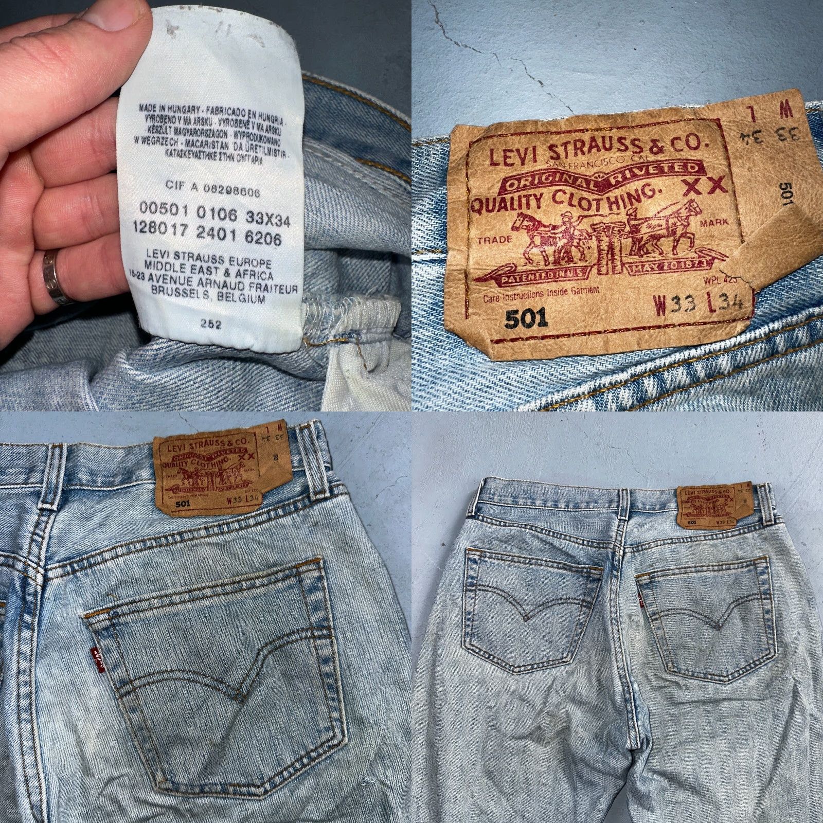 Levi's VINTAGE Levi's 501 Jeans Men Jeans 33x34 90s Light Light Wash Blue 33x34 Straight 90s Mens Jeans Levi's 501 Series with Comfort Size US 33 - 9 Thumbnail