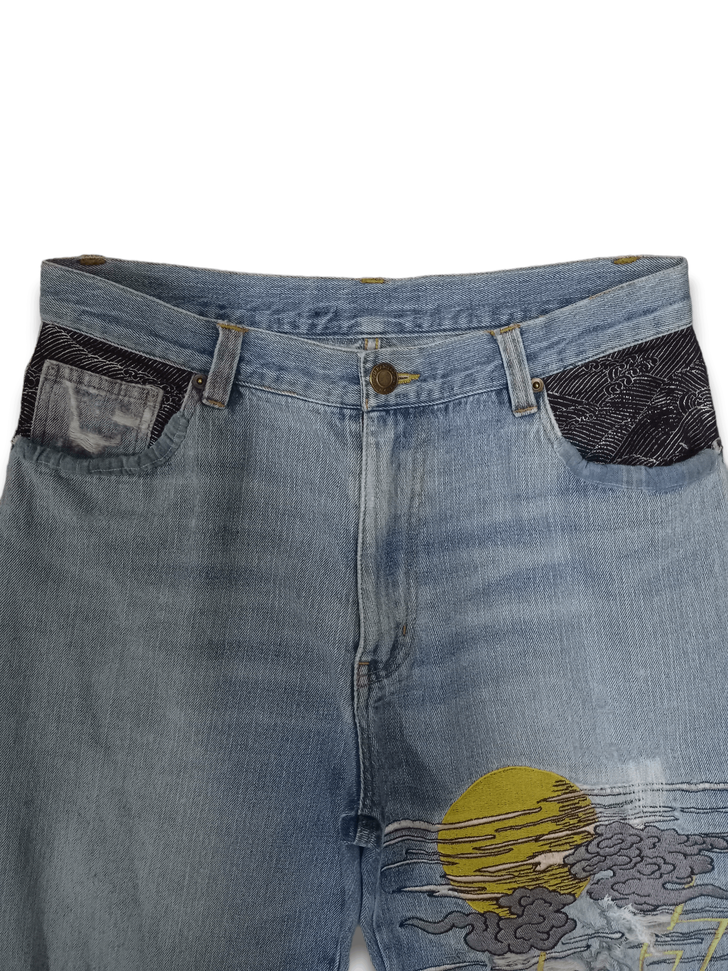 Japanese Brand Vintage Japanese Brand Embroidery God & Devil Baggy Jeans Size US 32 / EU 48 - 4 Thumbnail