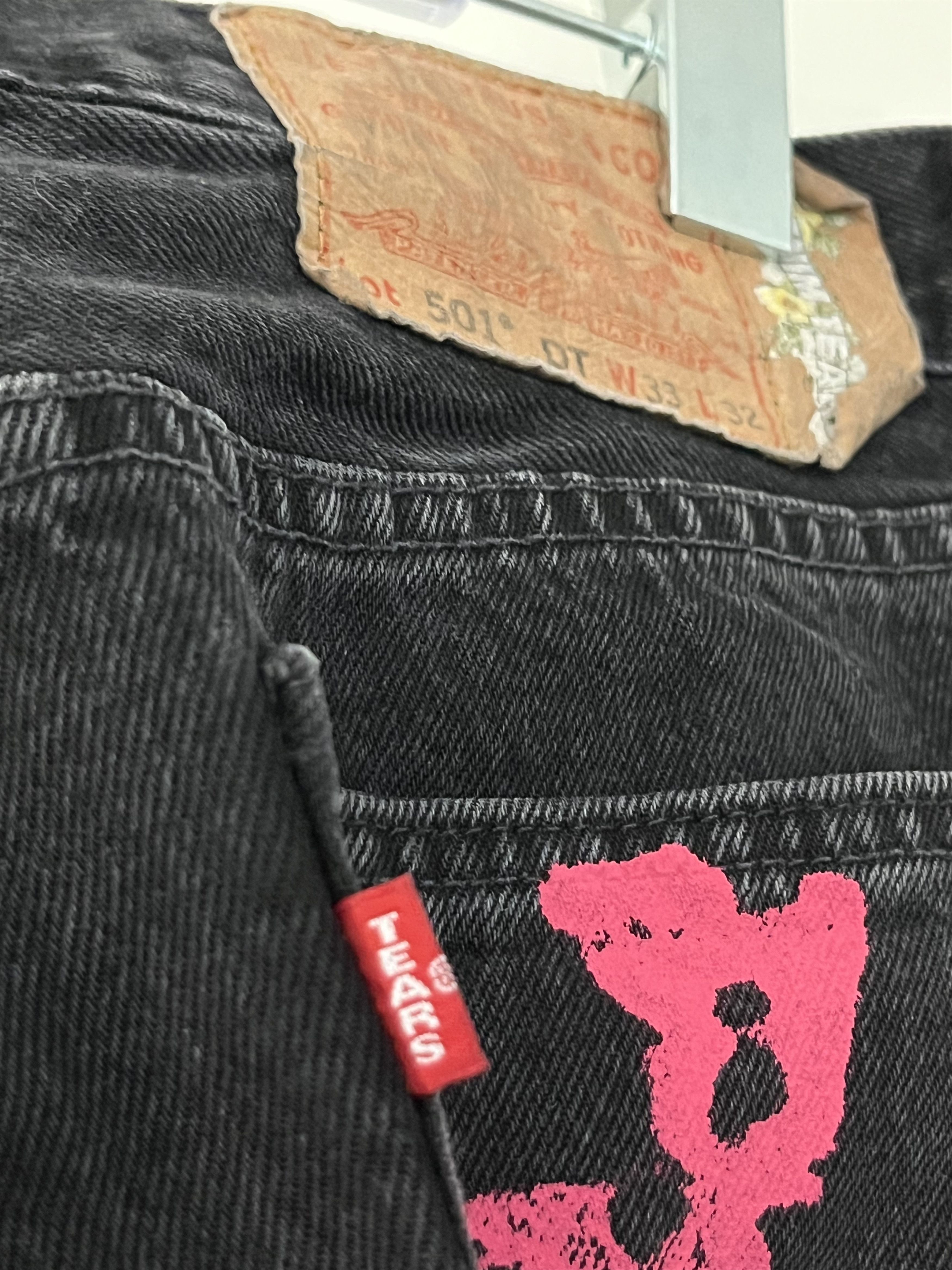 (B).Stroy × DENIM TEARS Denim Tears Bstroy Tears 501 Black Jeans Size US 33 - 5 Thumbnail