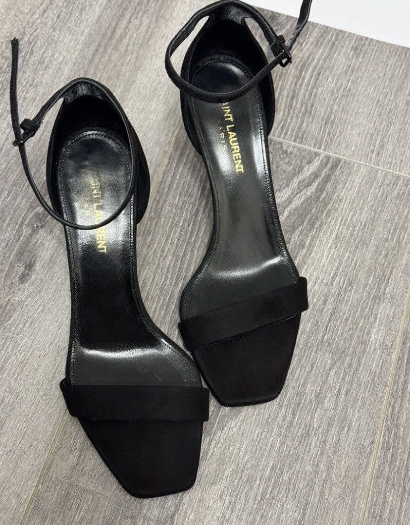 Saint Laurent Paris Saint Laurent Black Velvet Sandals Size US 7 / IT 37 - 3 Thumbnail