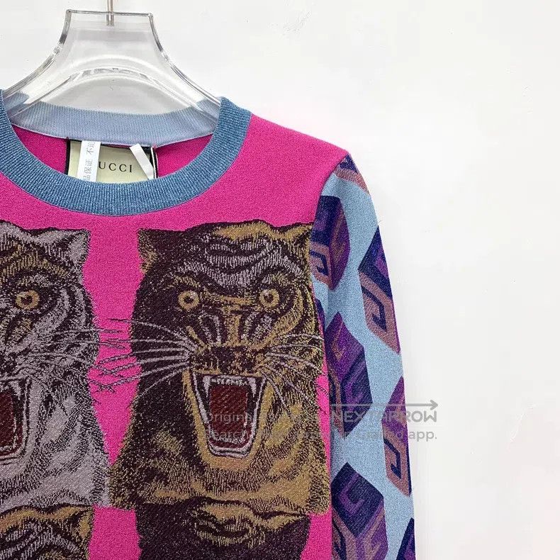 Gucci Gucci Multi-colour geometric pattern tiger head print roun Size S / US 4 / IT 40 - 3 Thumbnail