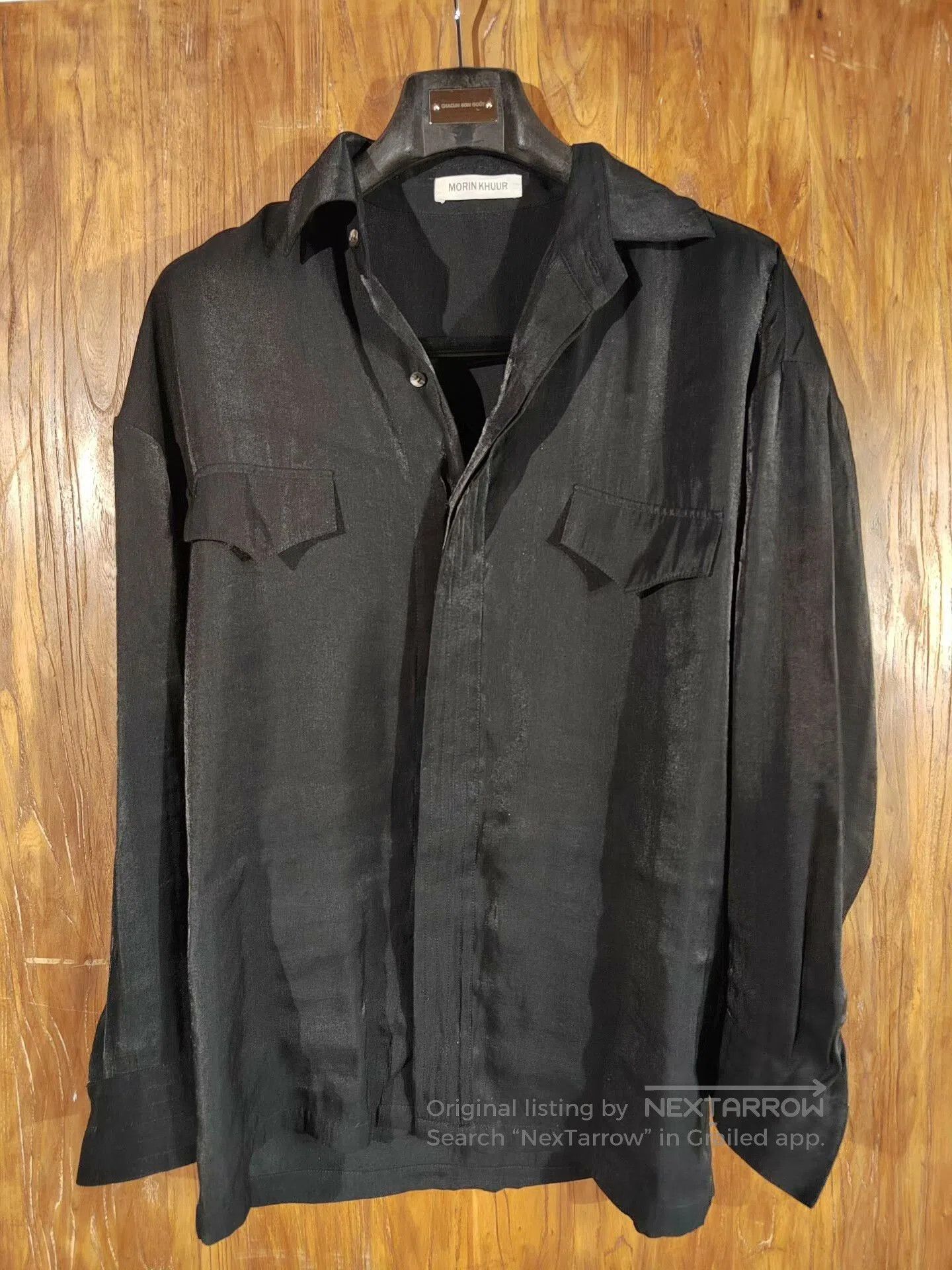 Japanese Brand Black MORIN KHUUR Work Shirt. Size US S / EU 44-46 / 1 - 1 Thumbnail