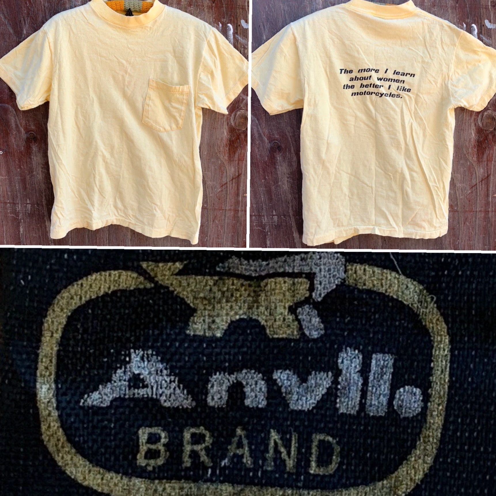 Anvil VINTAGE The More I Learn About Women The Better I Like Motorcycles T-Shirt M 70s Size M / US 6-8 / IT 42-44 - 4 Thumbnail