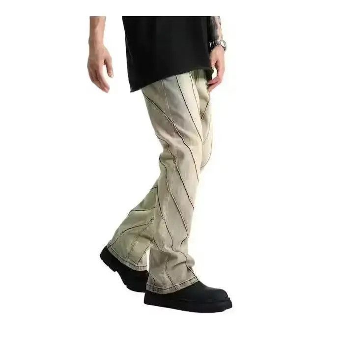 Japanese Brand Striped Beige Stacked Denim Jeans Size US 32 / EU 48 - 2 Thumbnail
