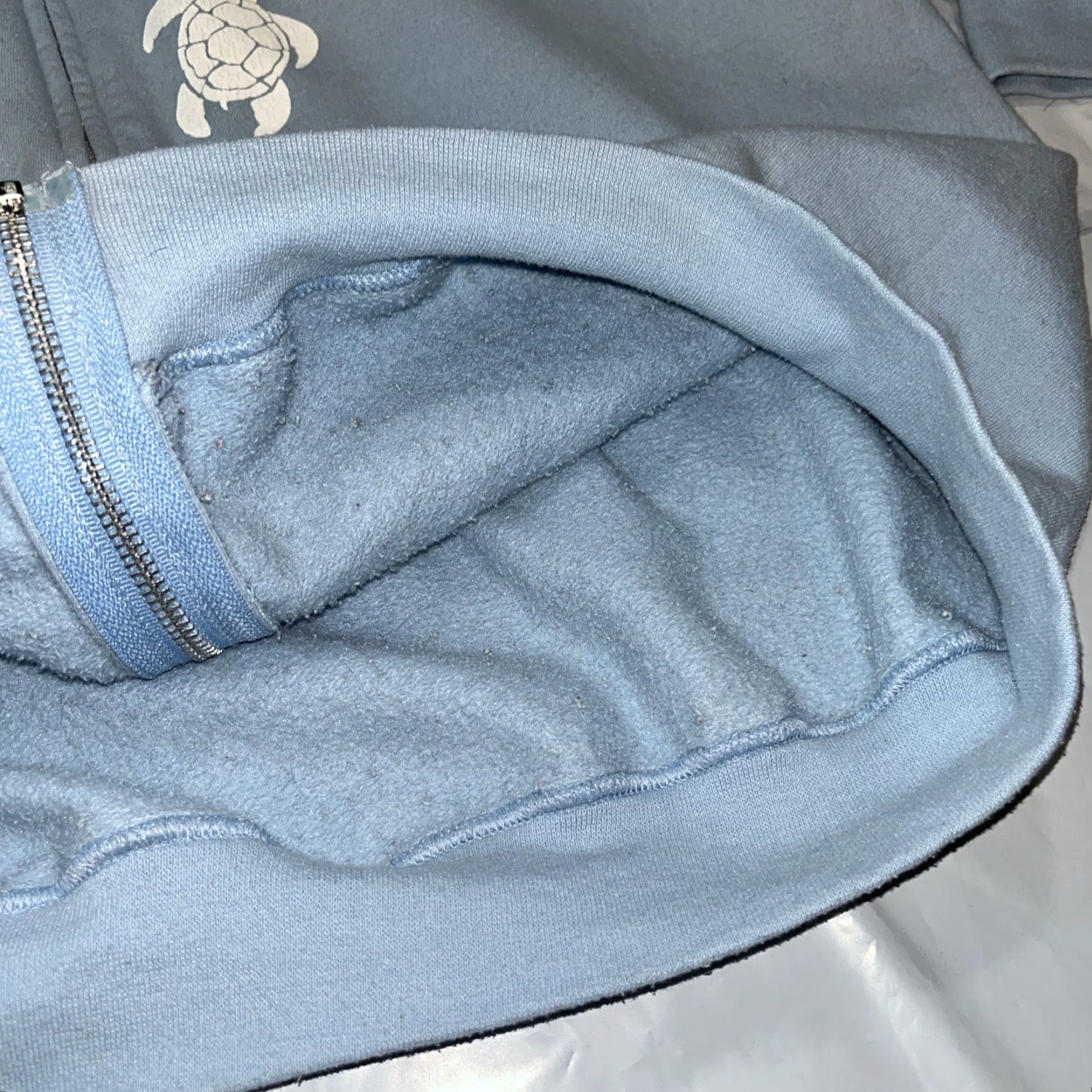 CO VINTAGE Michigan Rag Co TURTLE Full Zip Hoodie Shirt Mens XL Light Blue Knit Cotton Polyester 80s 90s Western Pockets Sea Turtle Print Front Size US XL / EU 56 / 4 - 7 Thumbnail