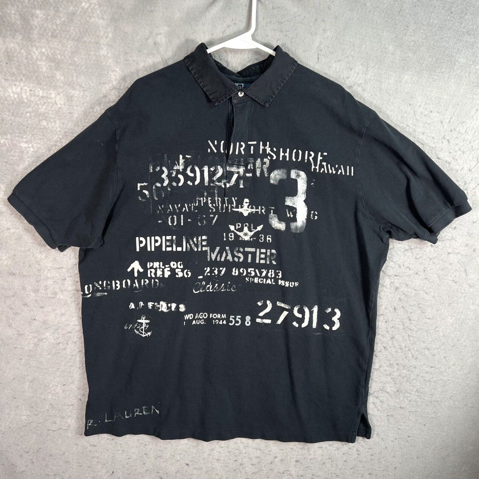 image of Polo Ralph Laurent North Shore Hawaii Polo Shirt Adult 2Xl Black Cotton Mens in White