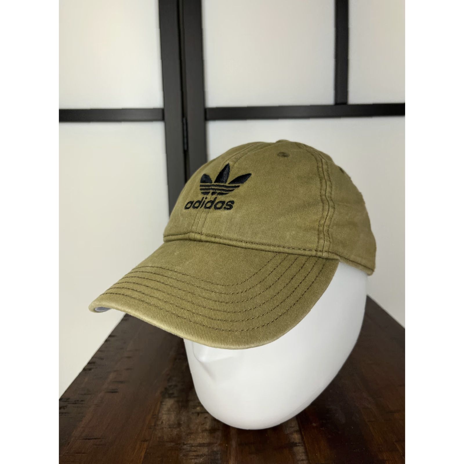 Adidas Adidas Hat Cap Strap Back Adult One Size Green 3 Stripes 100% Cotton Twill Size ONE SIZE - 4 Thumbnail