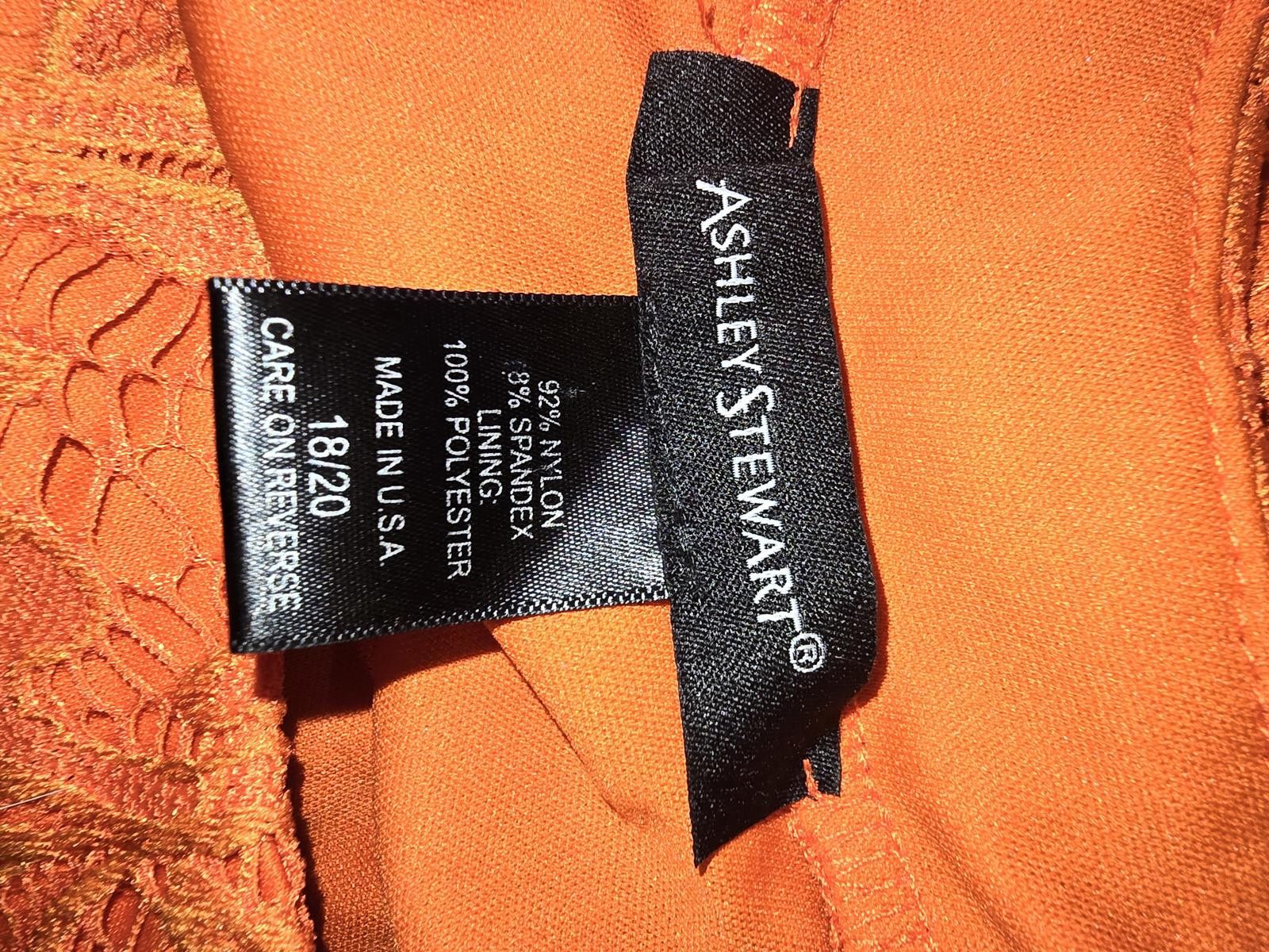 Designer Ashley Stewart Elegant Orange Lace Dress Size 18/20 Size XXL / US 16-18 / IT 52-54 - 2 Thumbnail