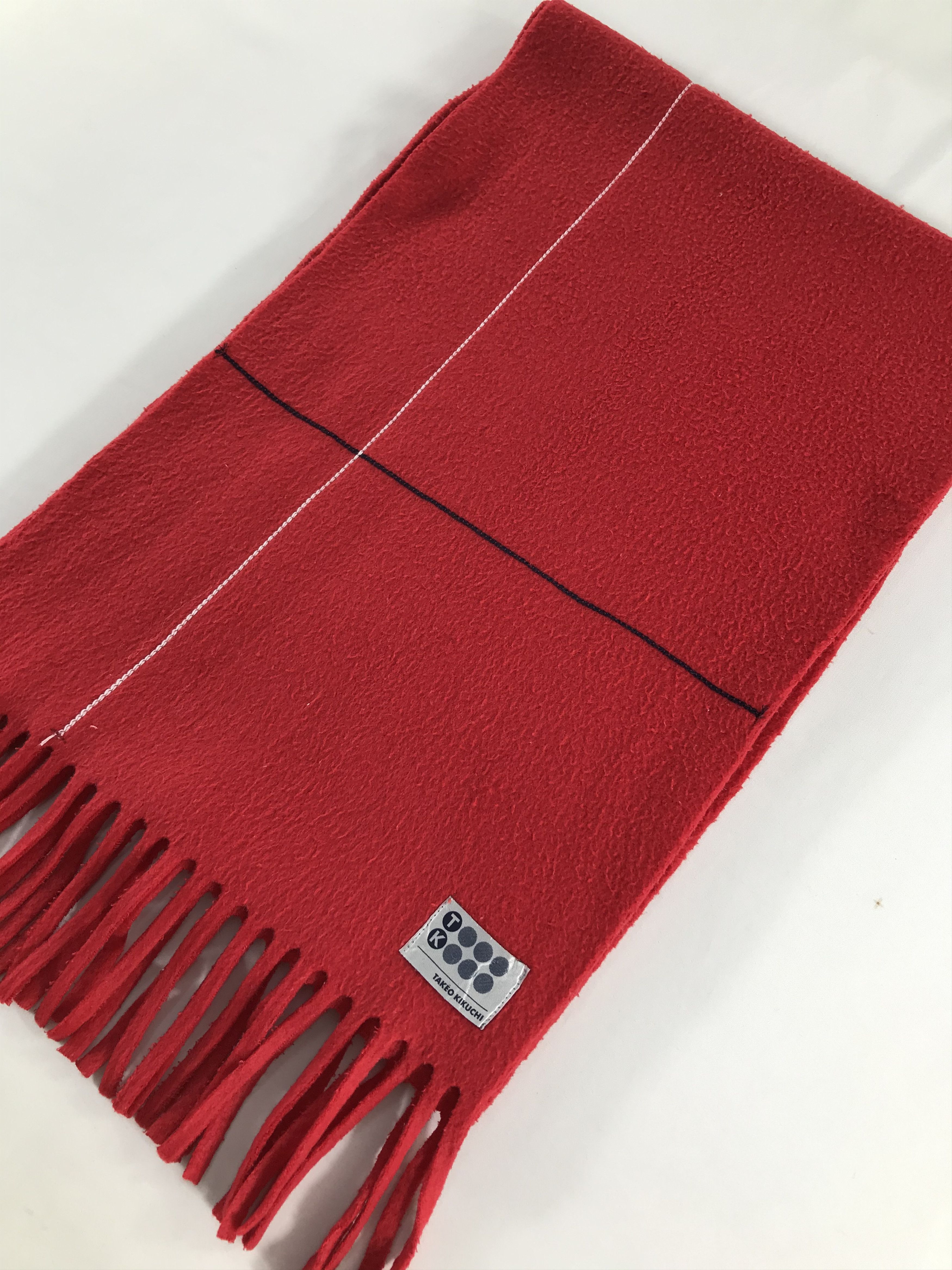 Takeo Kikuchi Takeo Kikuchi Red Scarf Muffler Neck Wrap V490 Size ONE SIZE - 3 Thumbnail