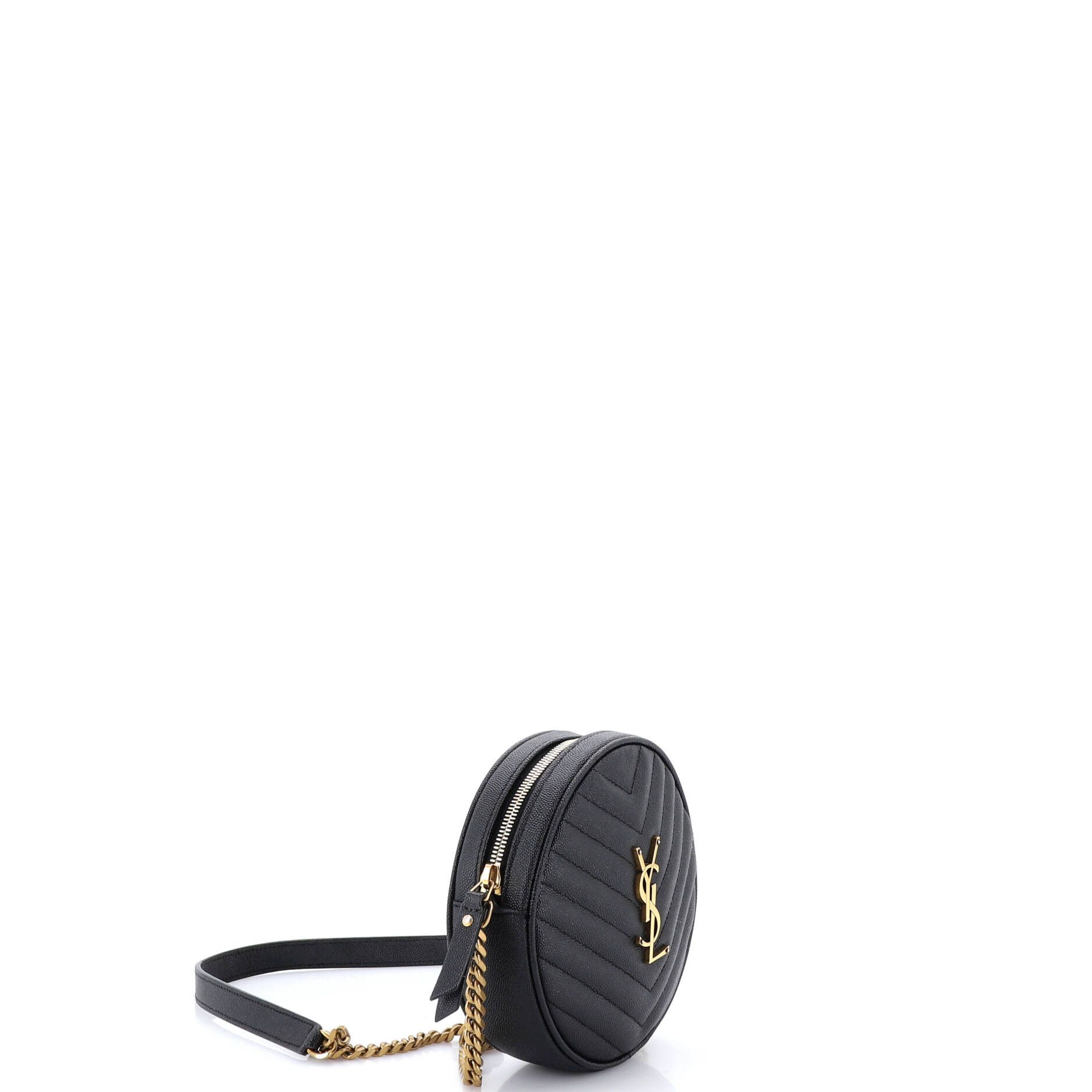 Saint Laurent Paris Saint Laurent Vinyle Round Camera Bag Matelasse Chevron Leat Size ONE SIZE - 1 Thumbnail