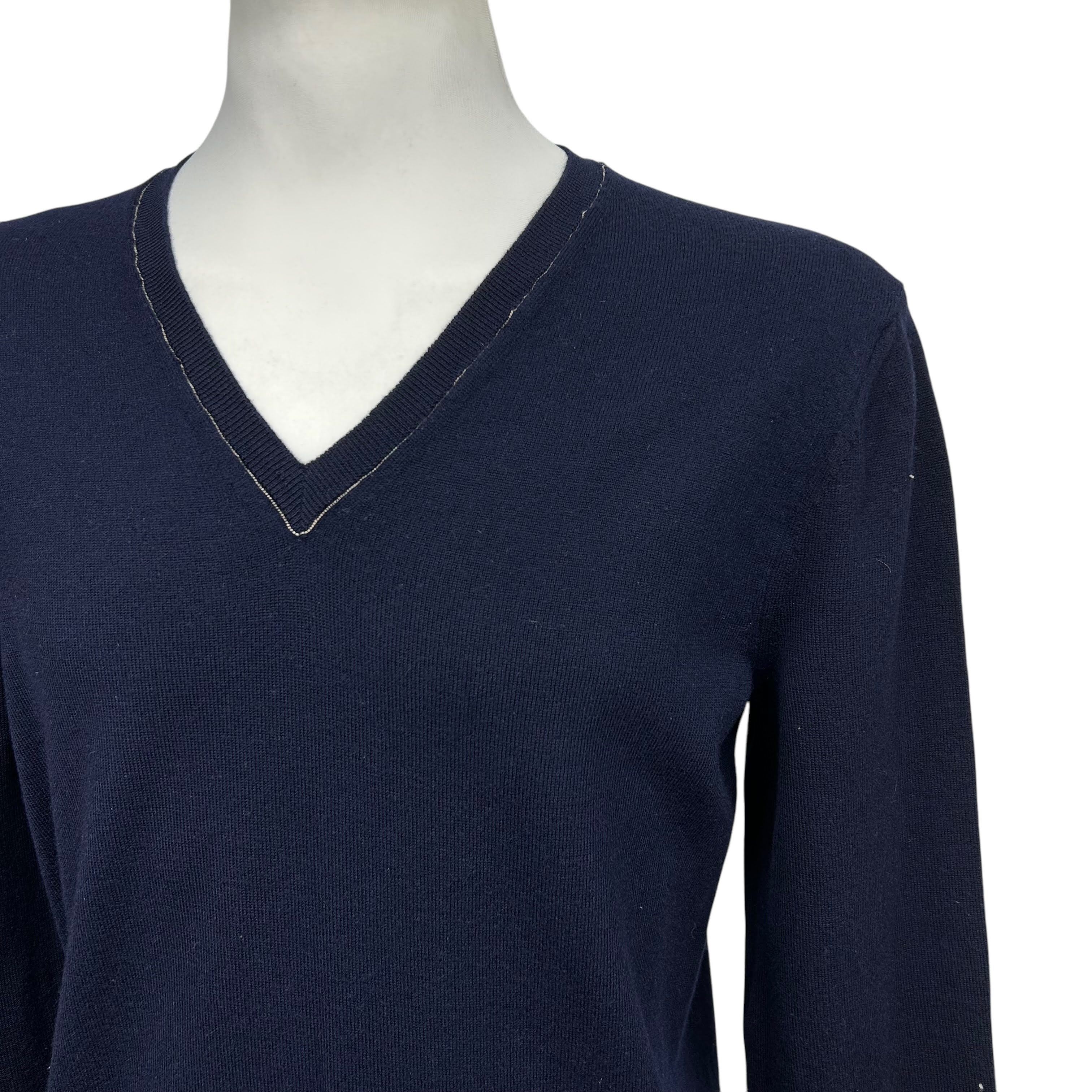 Gucci Gucci Pure Wool V-Neck Navy Blue Pullover Sweater XL Size US XL / EU 56 / 4 - 3 Thumbnail