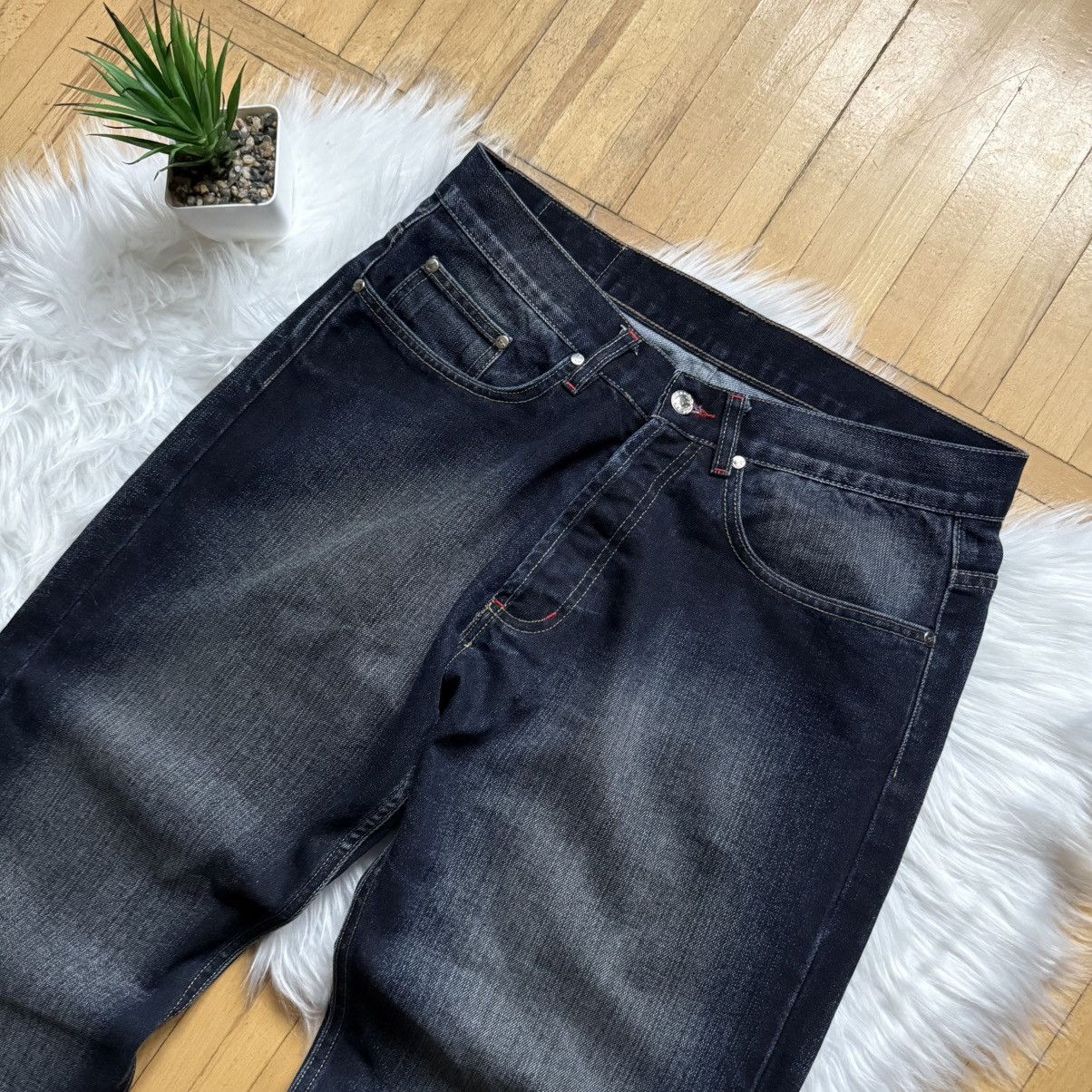 Dirk Bikkembergs 📌 Vintage Y2K Dirk Bikkembergs Baggy Soccer Washed Jeans Size US 33 - 6 Thumbnail