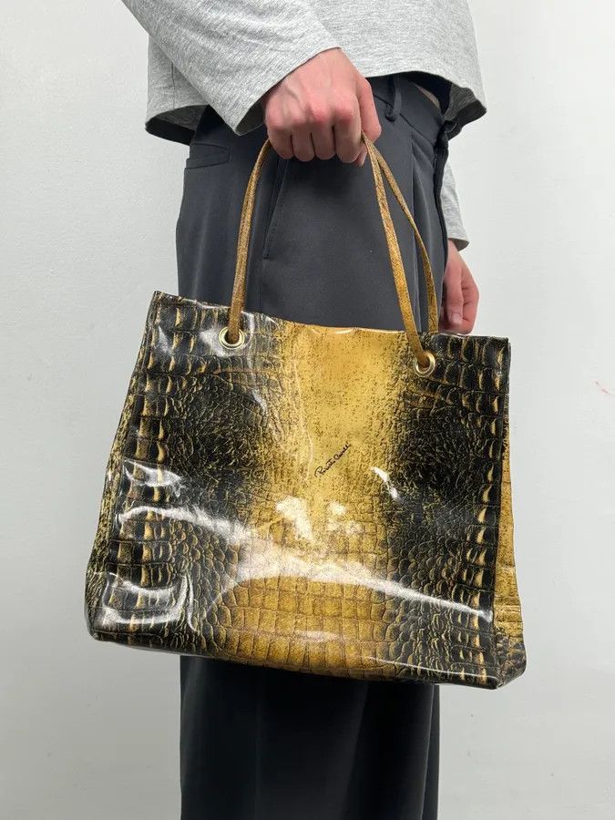 Roberto Cavalli Roberto Cavalli Black Leather Crocodile Embossed Tote Bag Size ONE SIZE - 2 Thumbnail