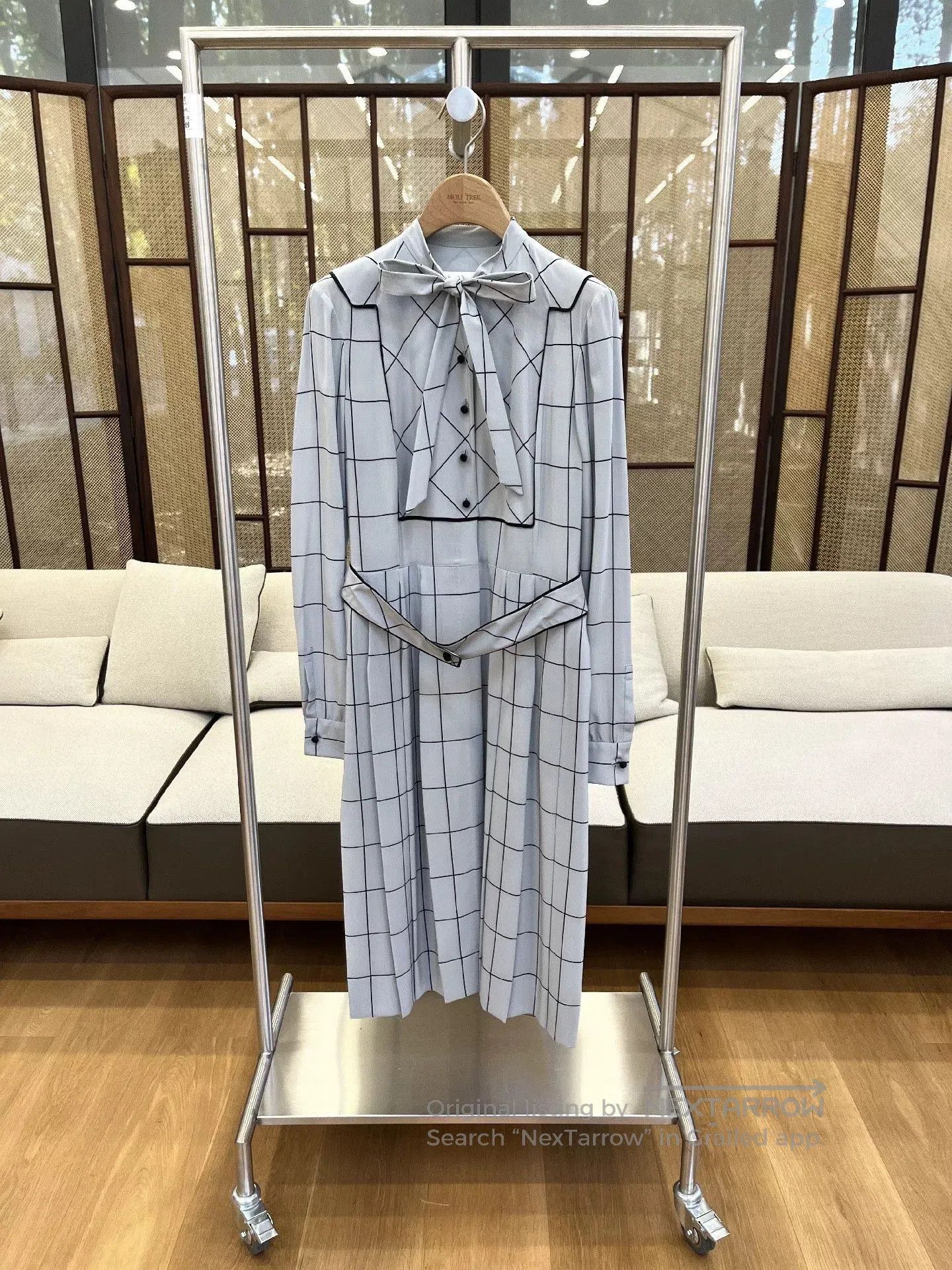 Valentino VALENTINO Blue Plaid Silk Dress. Size M / US 6-8 / IT 42-44 - 1 Thumbnail