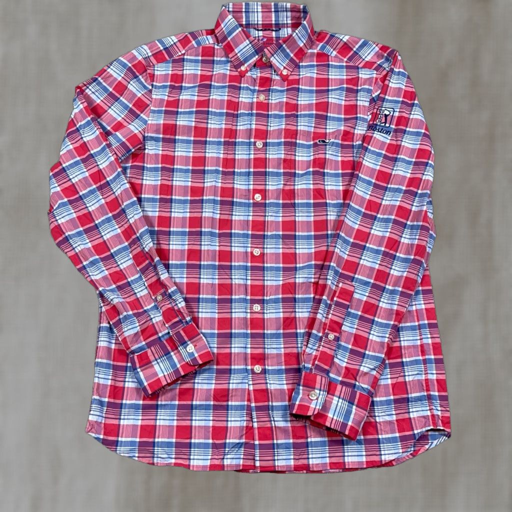 Vineyard Vines Vineyard Vines Shirt Men S Pink Plaid Button-Up On The Go Nylon TPC Boston Size US S / EU 44-46 / 1 - 1 Thumbnail