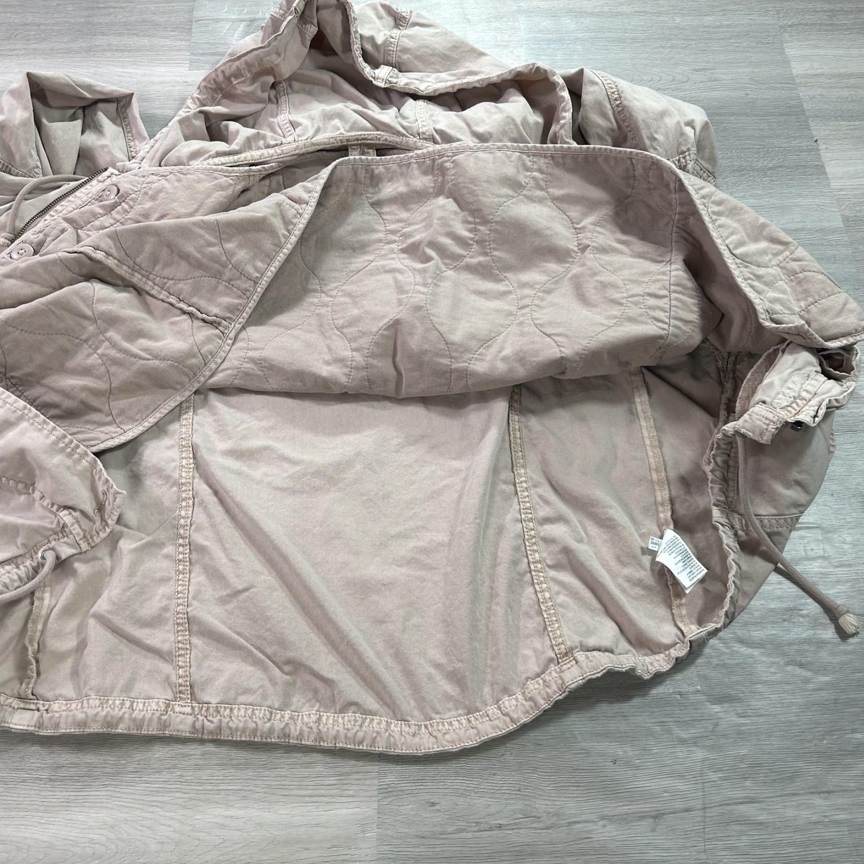American Eagle Outfitters American Eagle AE-177 Jacket Womens Small Beige Hooded Field Utility Liner Size S / US 4 / IT 40 - 4 Thumbnail