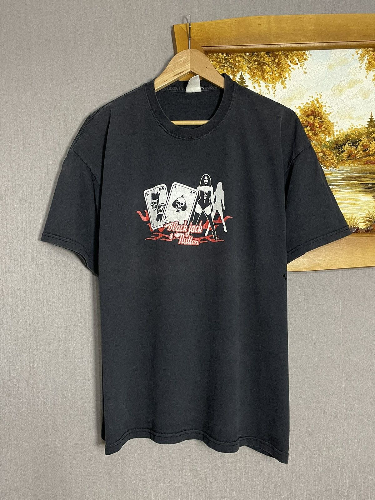 Fruit Of The Loom Crazy Vintage Pornstar Black Jack Nutter Sexy Girl Skull Tee Size US XL / EU 56 / 4 - 2 Thumbnail