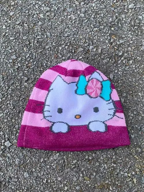Other Japanese Vintage Hello Kitty Emo Y2K Alt Knitted Hat Size ONE SIZE - 1 Thumbnail