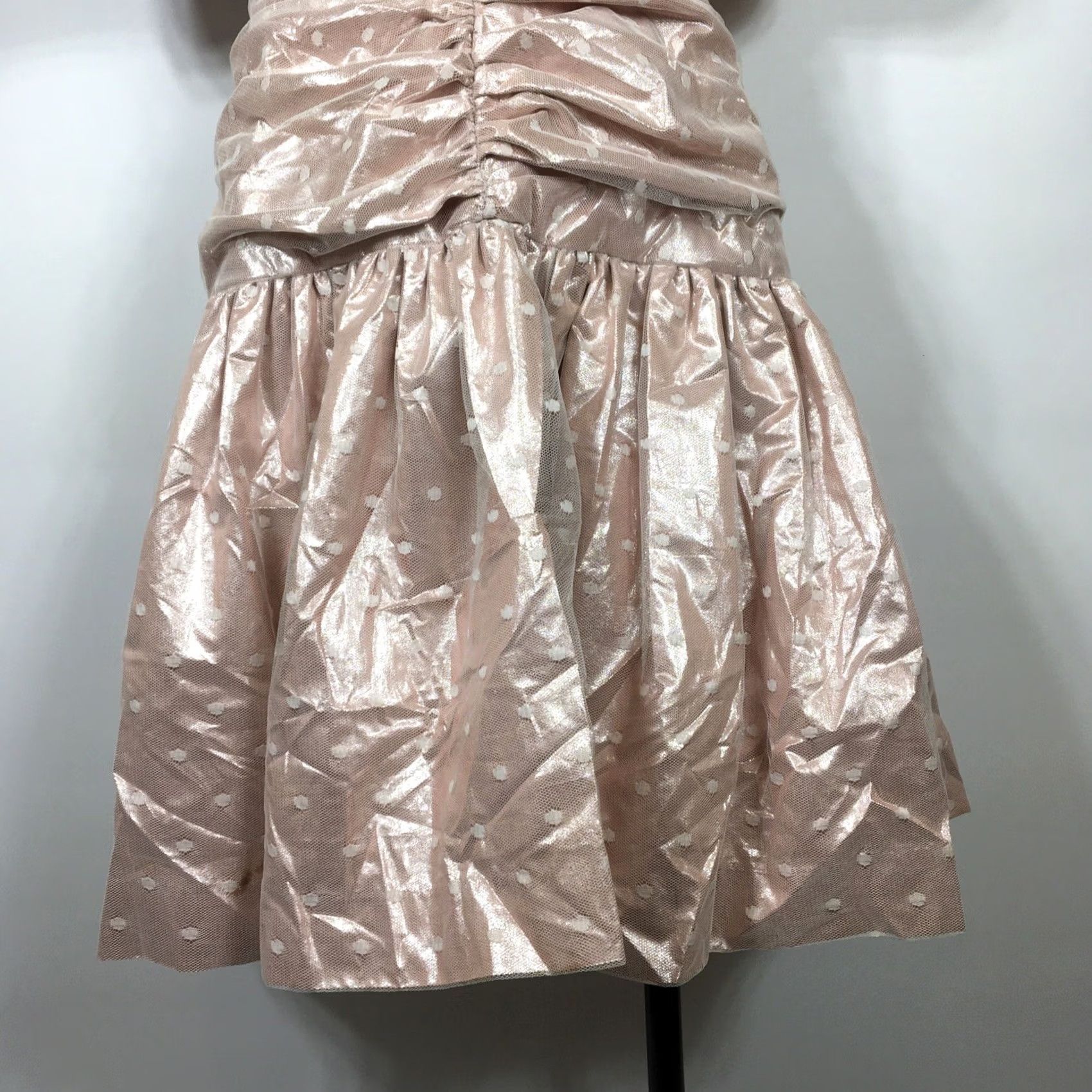 Halston VINTAGE Halston III 80s Pink Polka Dot Ruched Party Prom Dress 8 Size M / US 6-8 / IT 42-44 - 5 Thumbnail