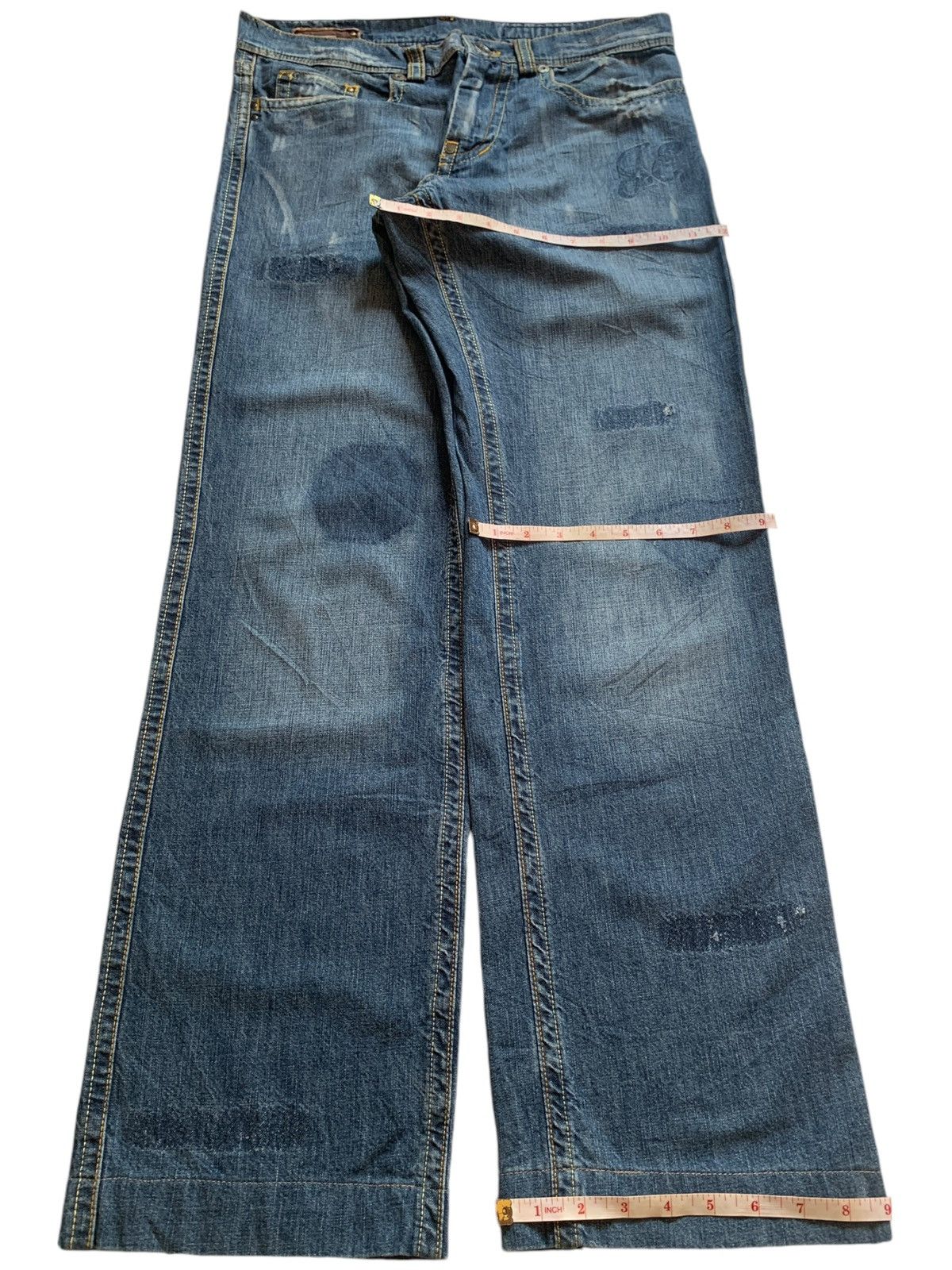 Japanese Brand SALES🔥Vintage Japanese Brand Blue Wash Distress Baggy Jeans Size US 33 - 13 Thumbnail