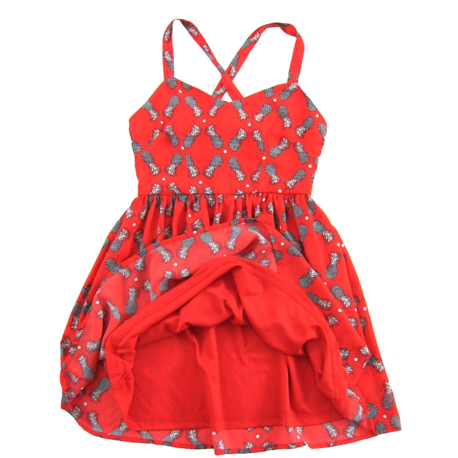 Vintage SUGARHILL Boutique Red Black White Pineapple Empire Waist Crossback Dress Size 6 Size M / US 6-8 / IT 42-44 - 5 Thumbnail