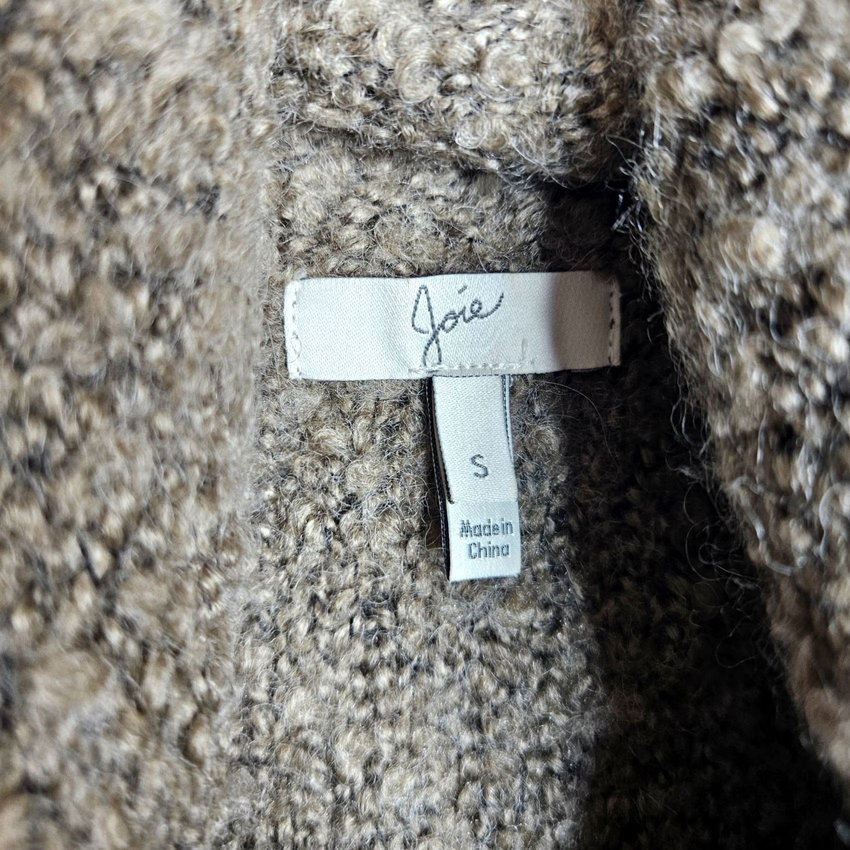 Joie JOIE Cardigan Womens Brown Beige Boucle Open Front Pockets Sz S Knit Regular V-Neck Solid Modern Fashion Sweater Size S / US 4 / IT 40 - 8 Thumbnail
