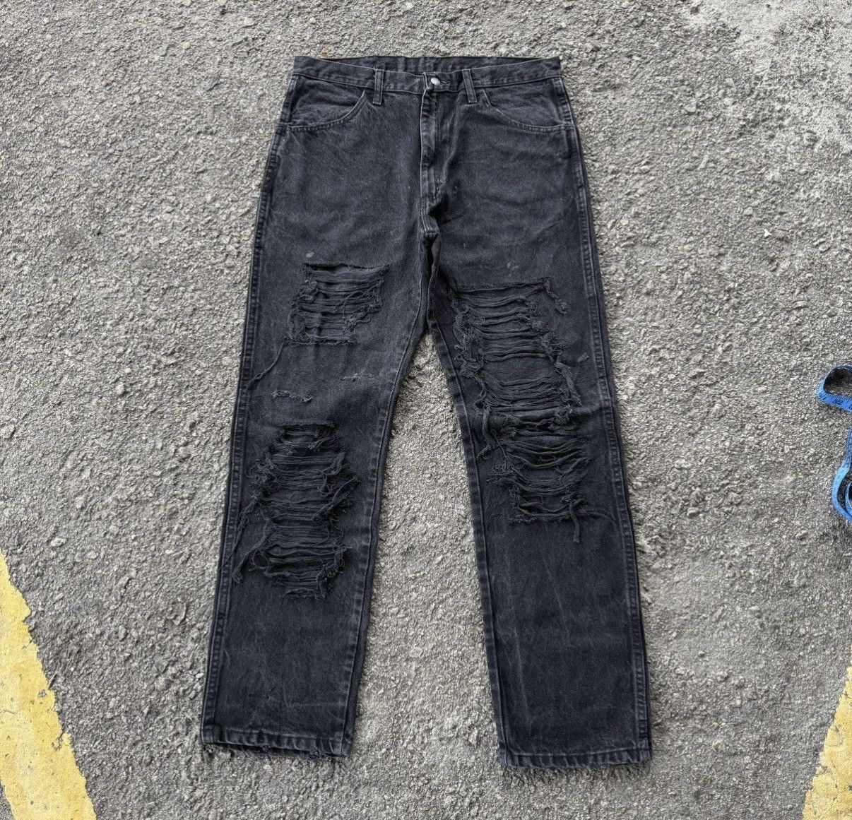 Rustler VINTAGE RUSTLER BLACK JEAN RIPPEP DENIM PANTS Size US 36 / EU 52 - 2 Thumbnail