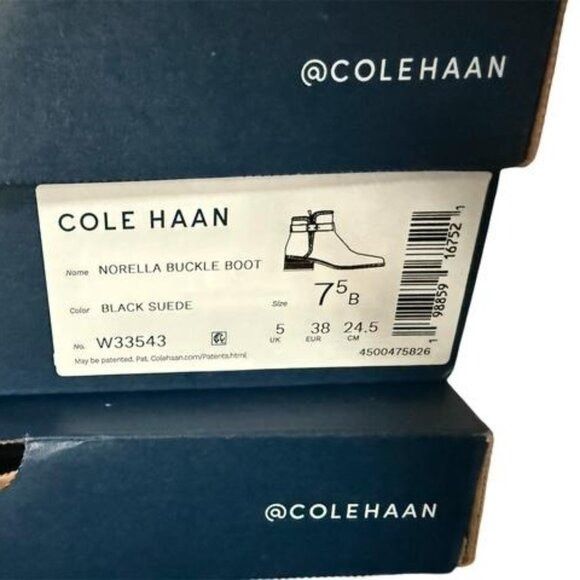 Cole Haan Cole Haan Womens Black Suede Side Zip Up Norella Buckle Ankl Size US 7.5 / IT 37.5 - 3 Thumbnail