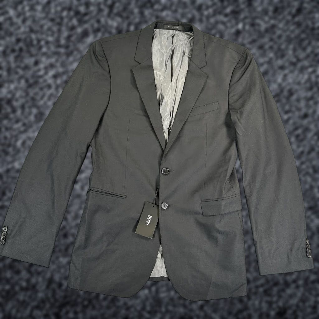 Hugo Boss HUGO BOSS Blazer Sport Coat Mens 40L Black Ryan1 Win1 Suit Jacket Two-Button Notch Lapel Long Classic Business Formal Wedding Jacket Mens Size 40R - 1 Thumbnail