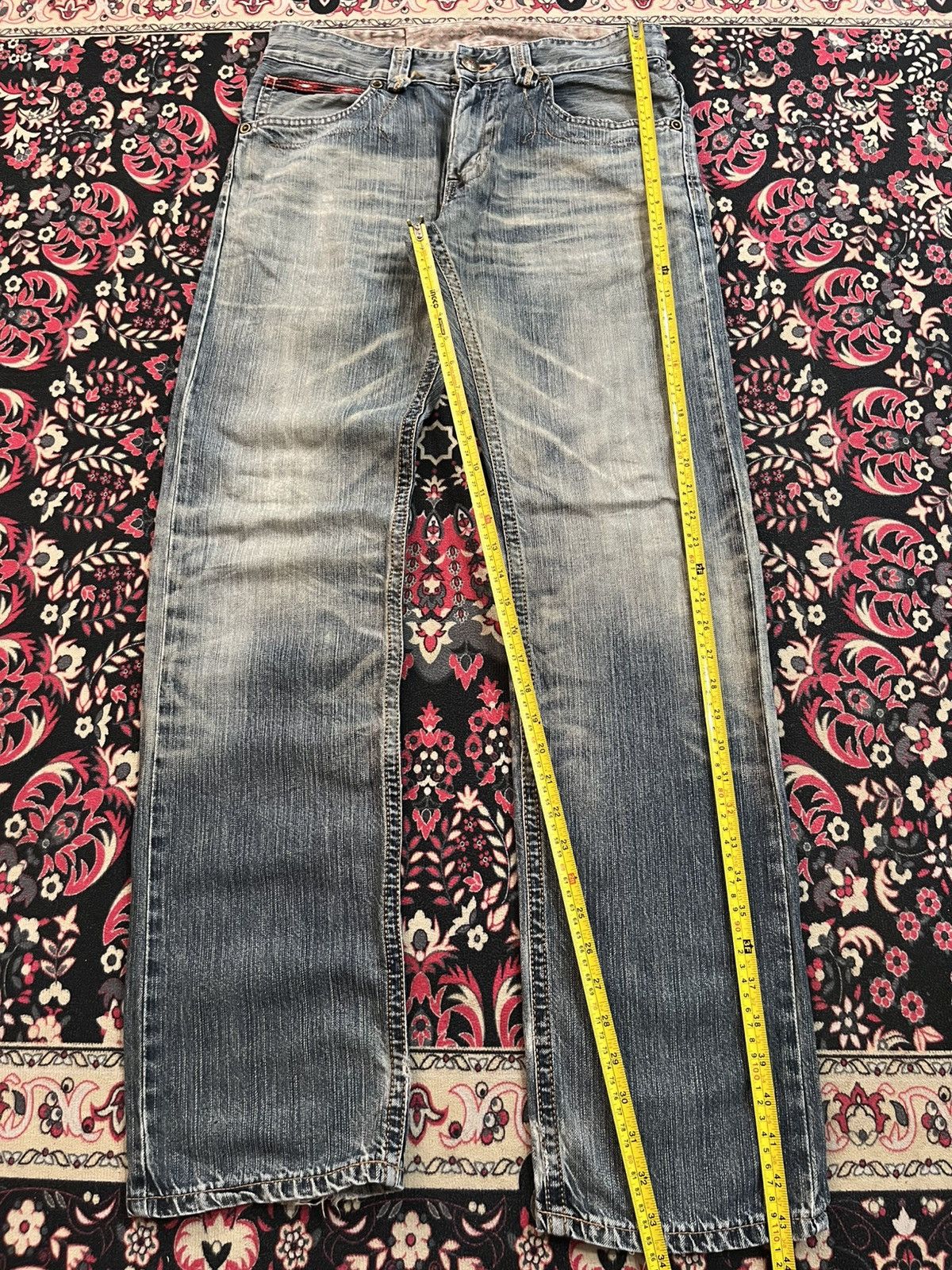 Edwin Vintage Edwin XVS Blue Faded Washed Whisker Straight Jeans Size US 30 / EU 46 - 10 Thumbnail
